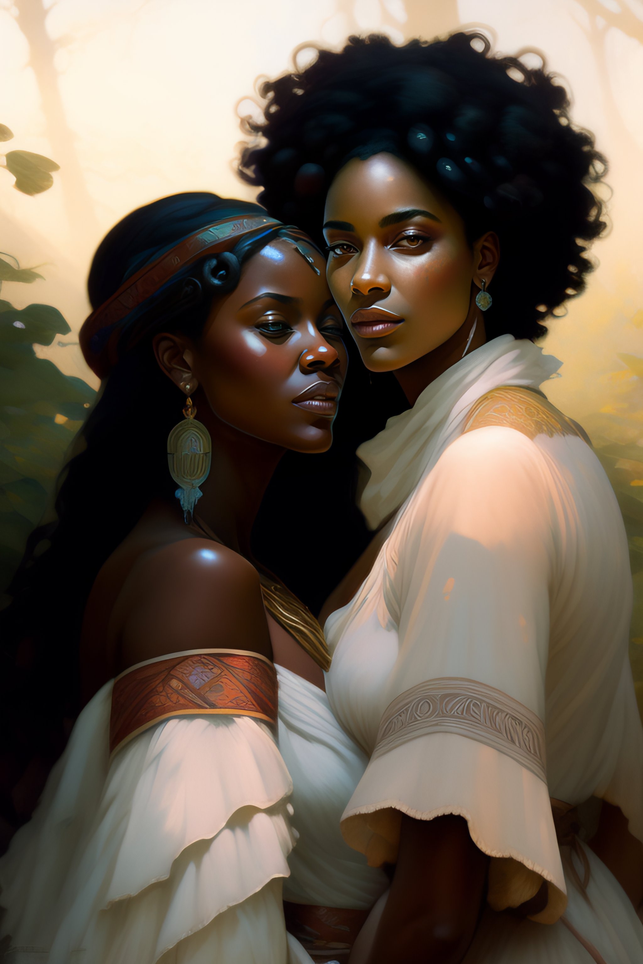 Lexica - Greg manchess painting of two separate afro-cuban women tracer ...