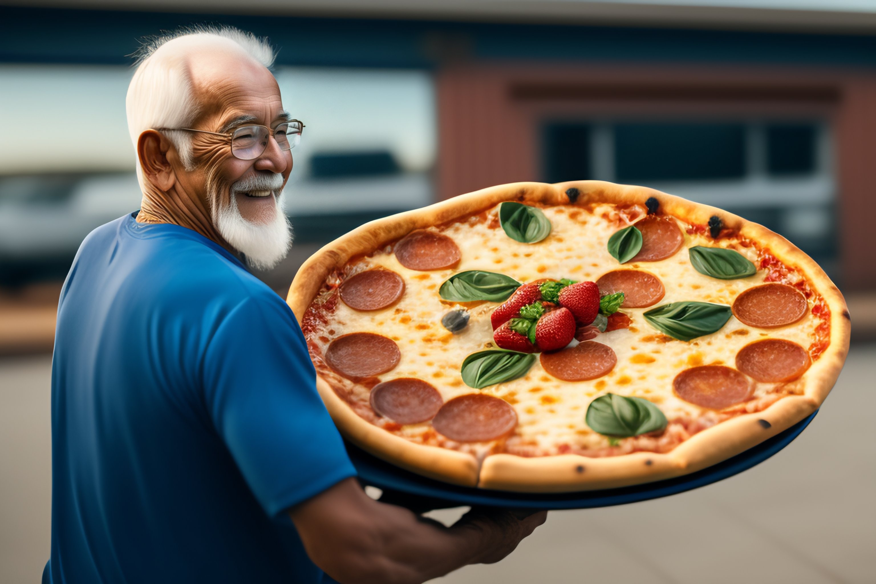 Lexica - Old man delivering pizza