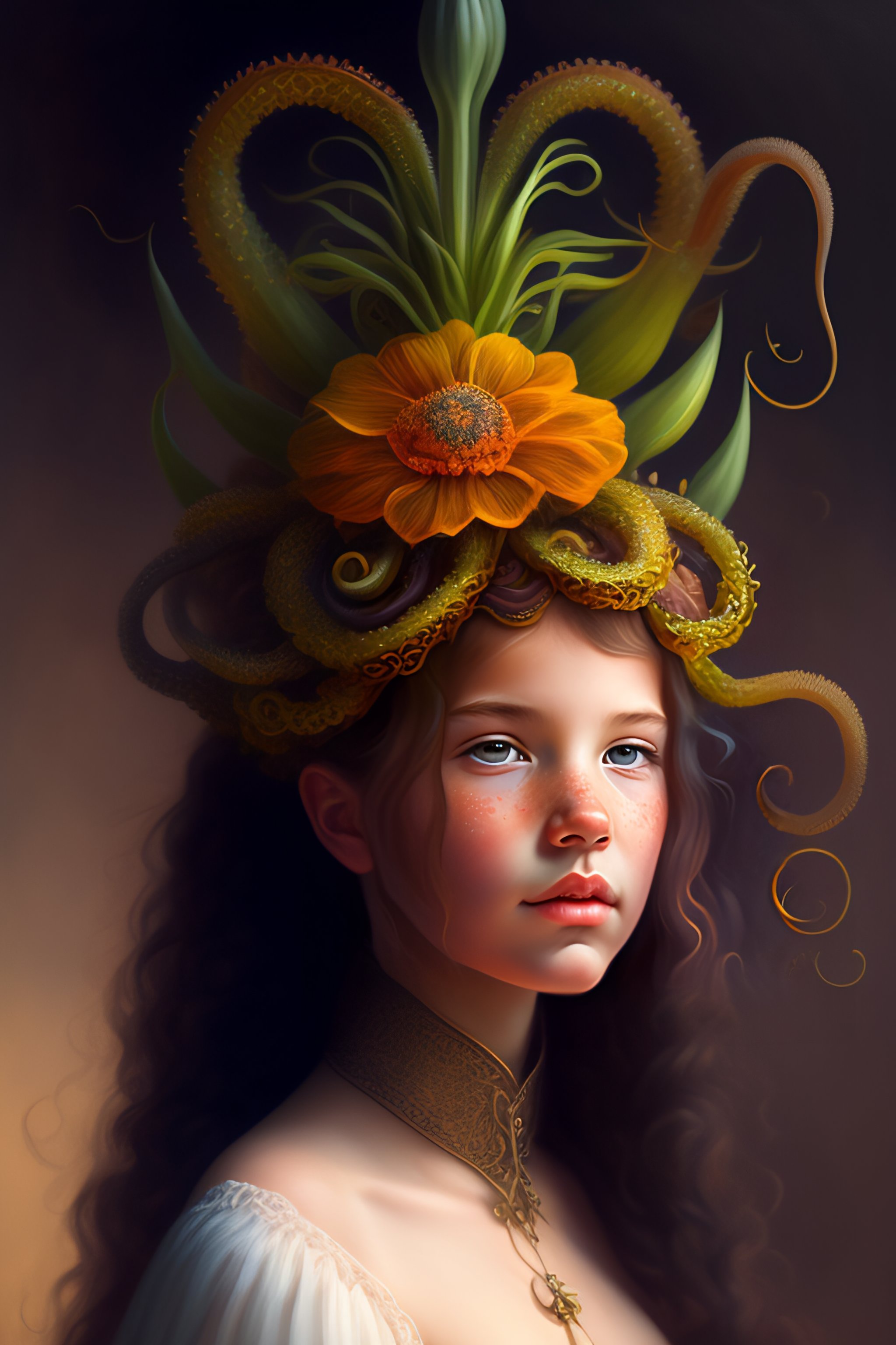 Lexica - A large wildflower with tentacles, with Small human skull ...