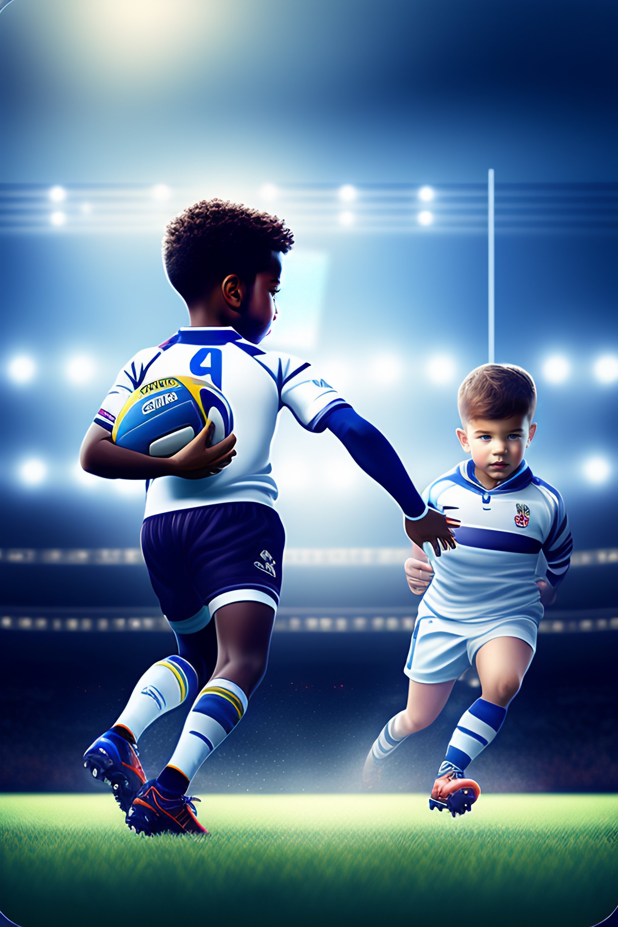 Lexica - Children play rugby blu and white