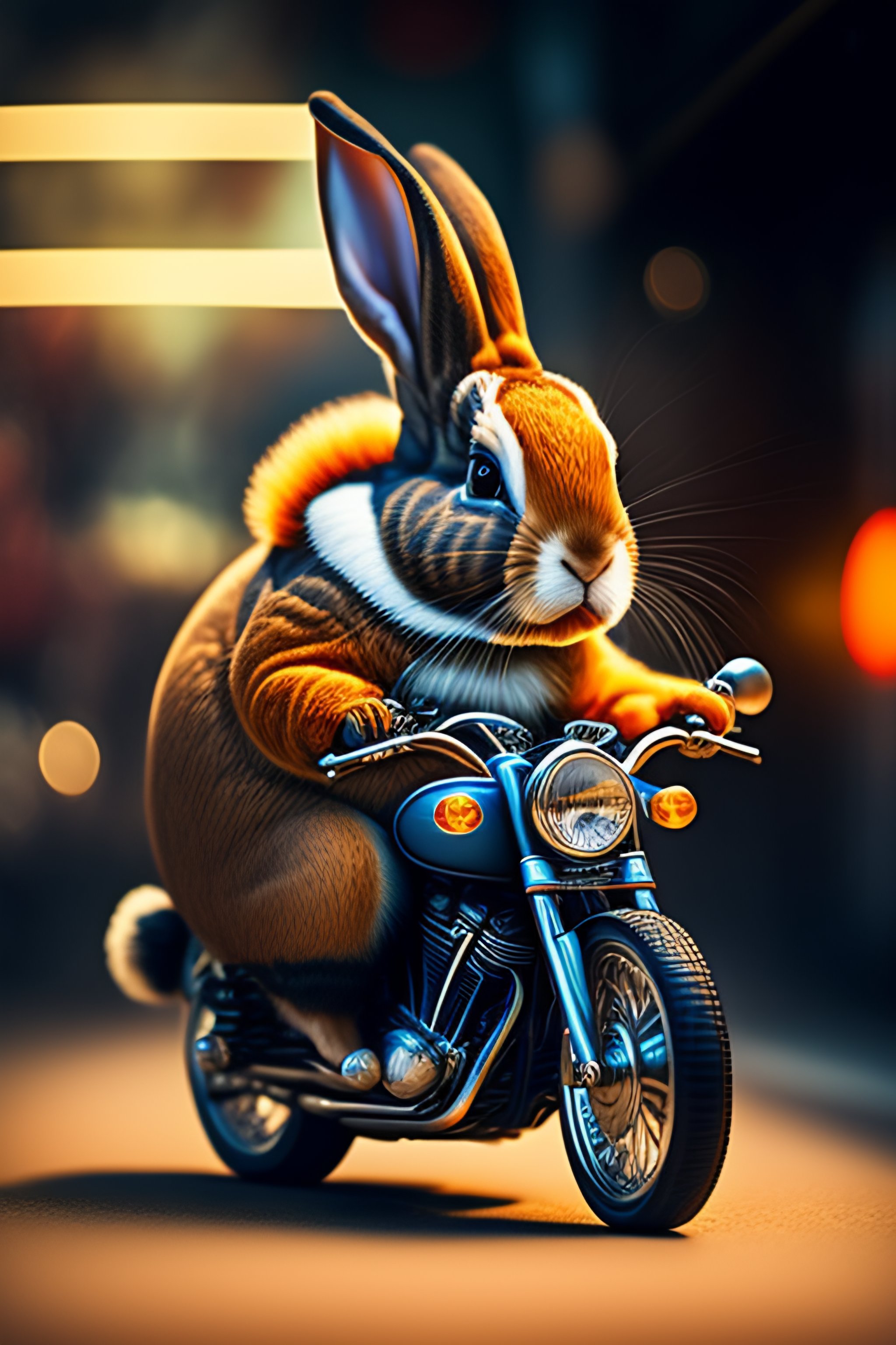 Lexica - Angry biker rabbit, smokes a cigar, blurred background, auto ...