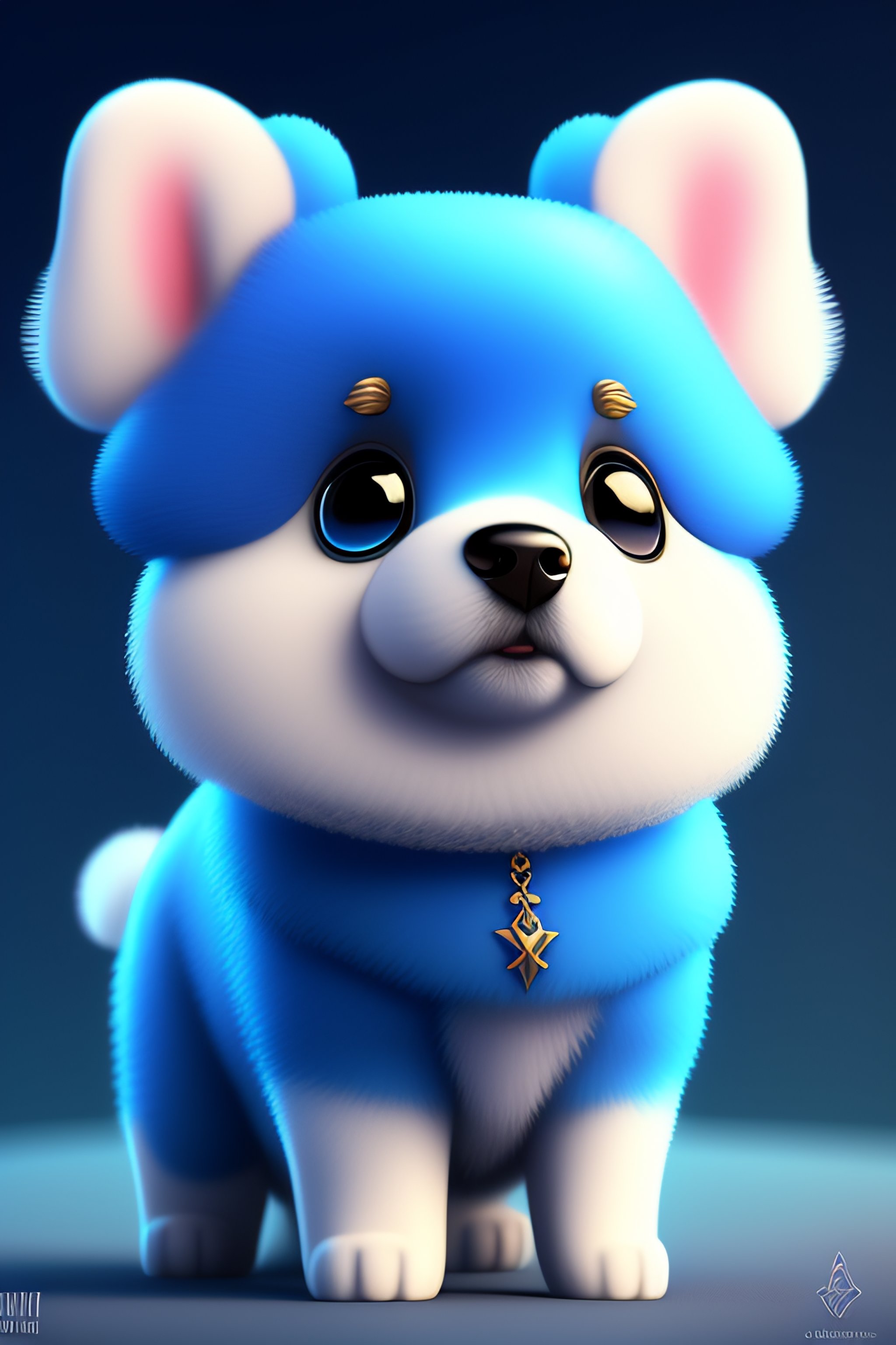 Lexica CUTE AND ADORABLE CARTOON FLUFFY dog, glitter, blue, FANTASY