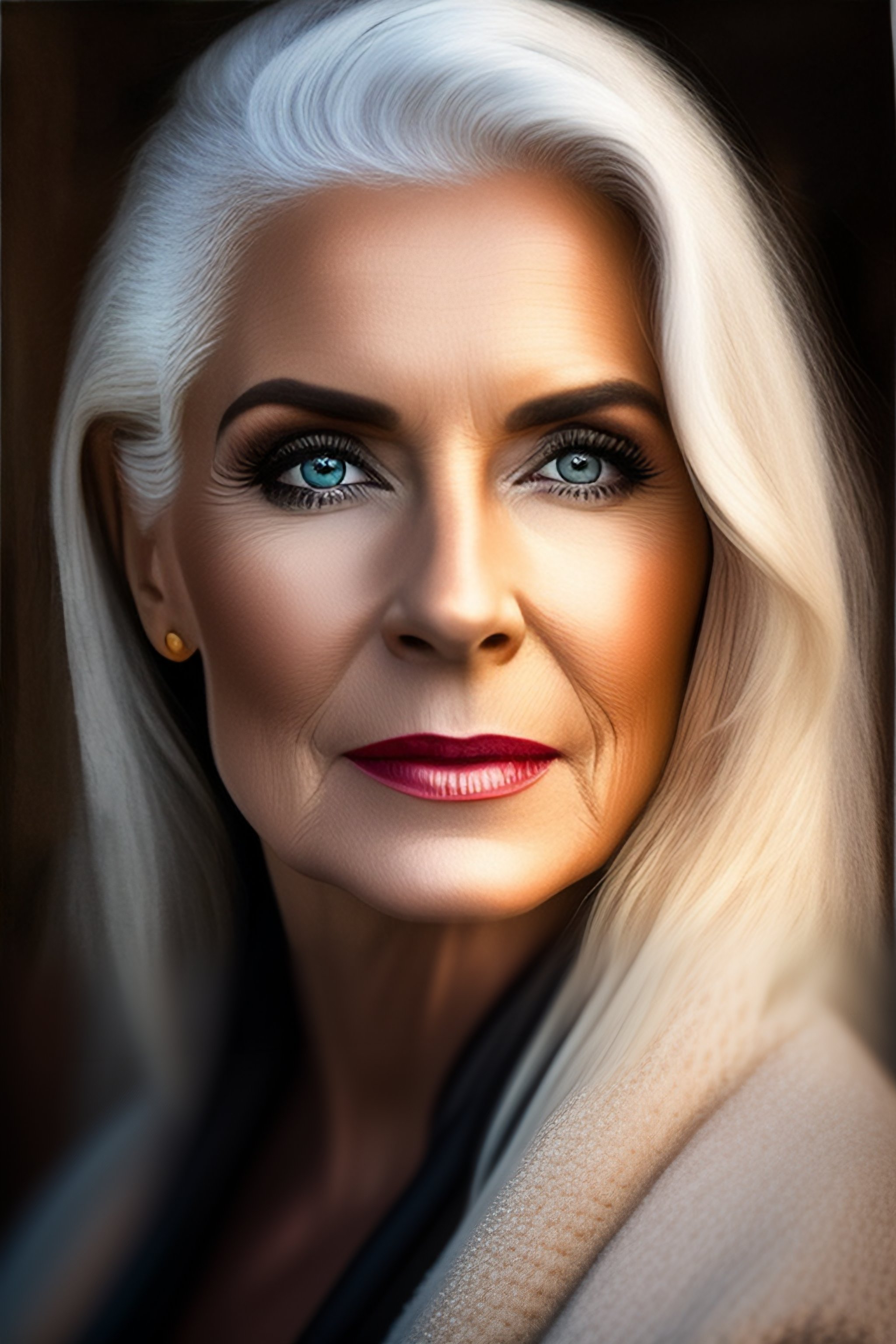 Lexica - Highly detailed Portrait of a beautiful lady with white hair ...