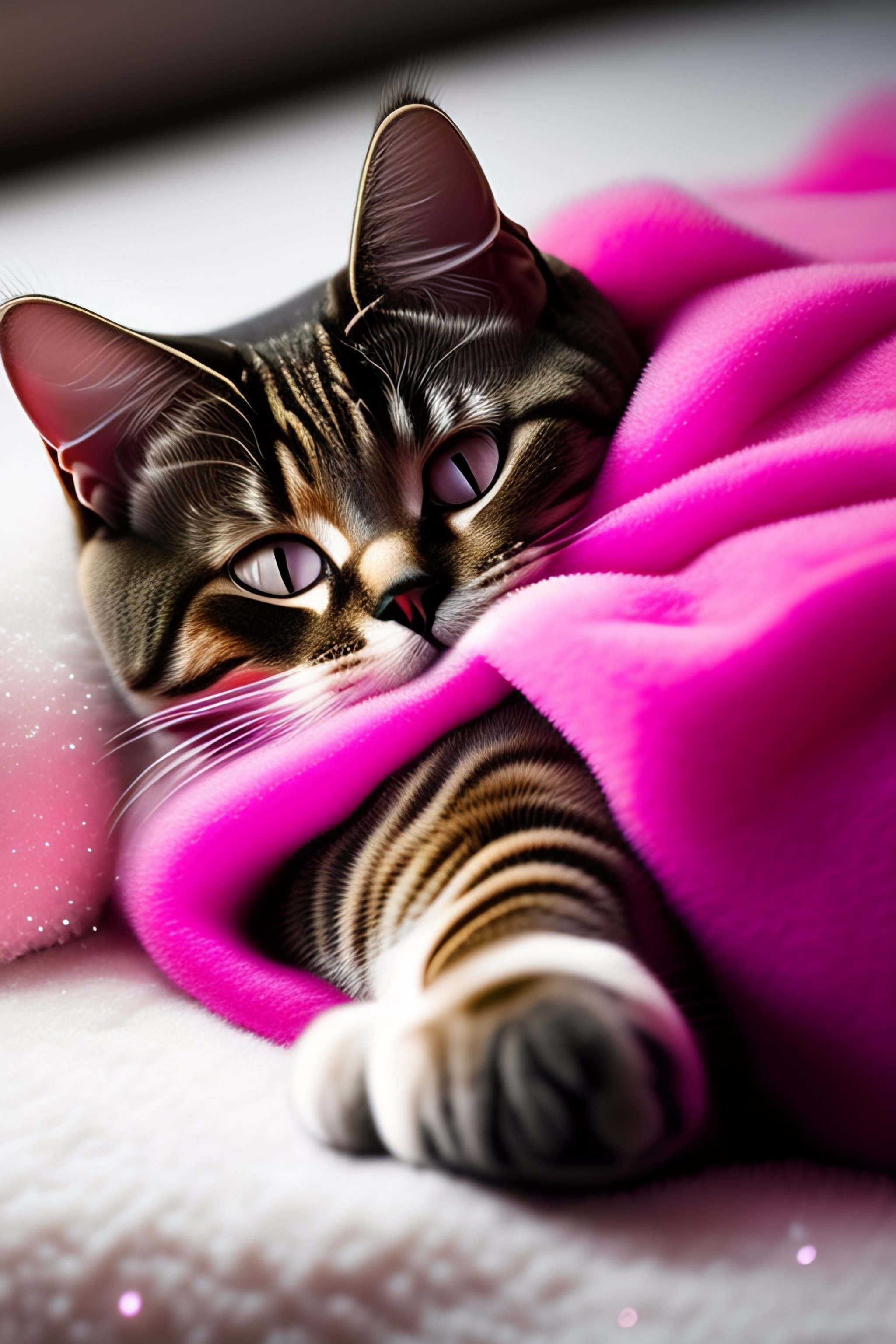 Lexica - British shorthair is wearing a pink sequin jacket and the cat ...