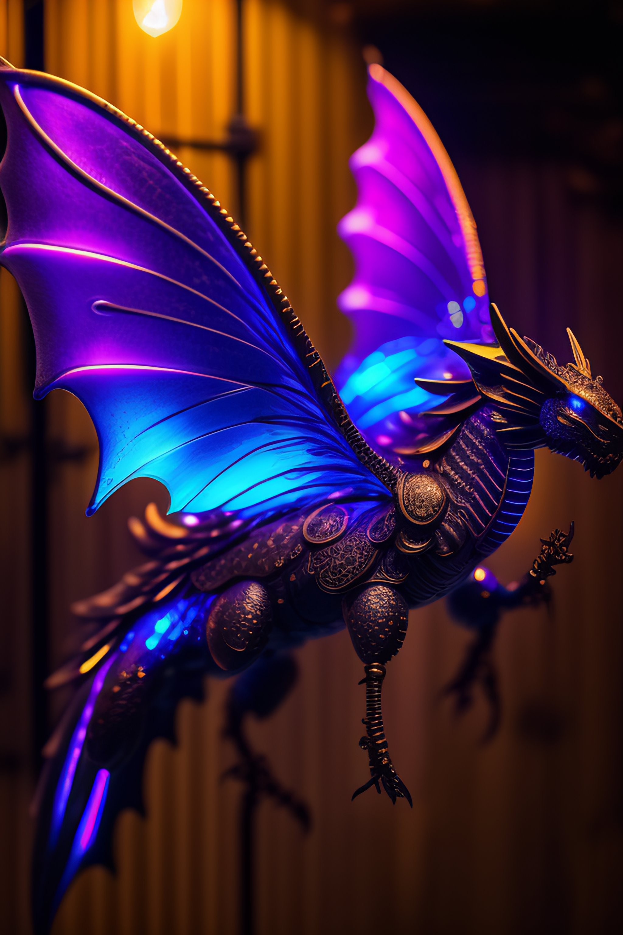 Lexica A steampunk iron dragon, beautiful neon light effect, cosmos