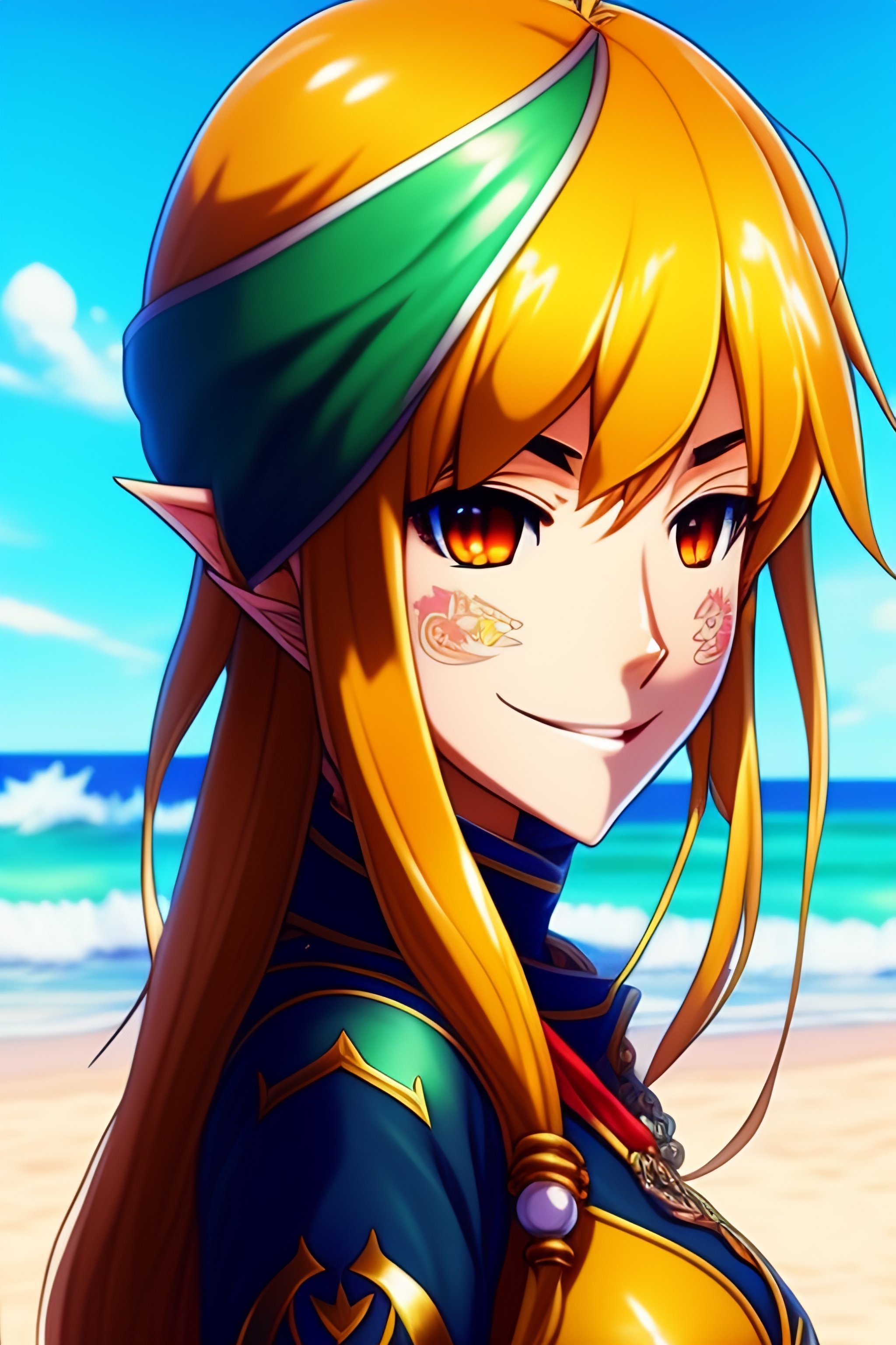 Lexica - Anime style, Zelda from The legend of Zelda, smiling at the 