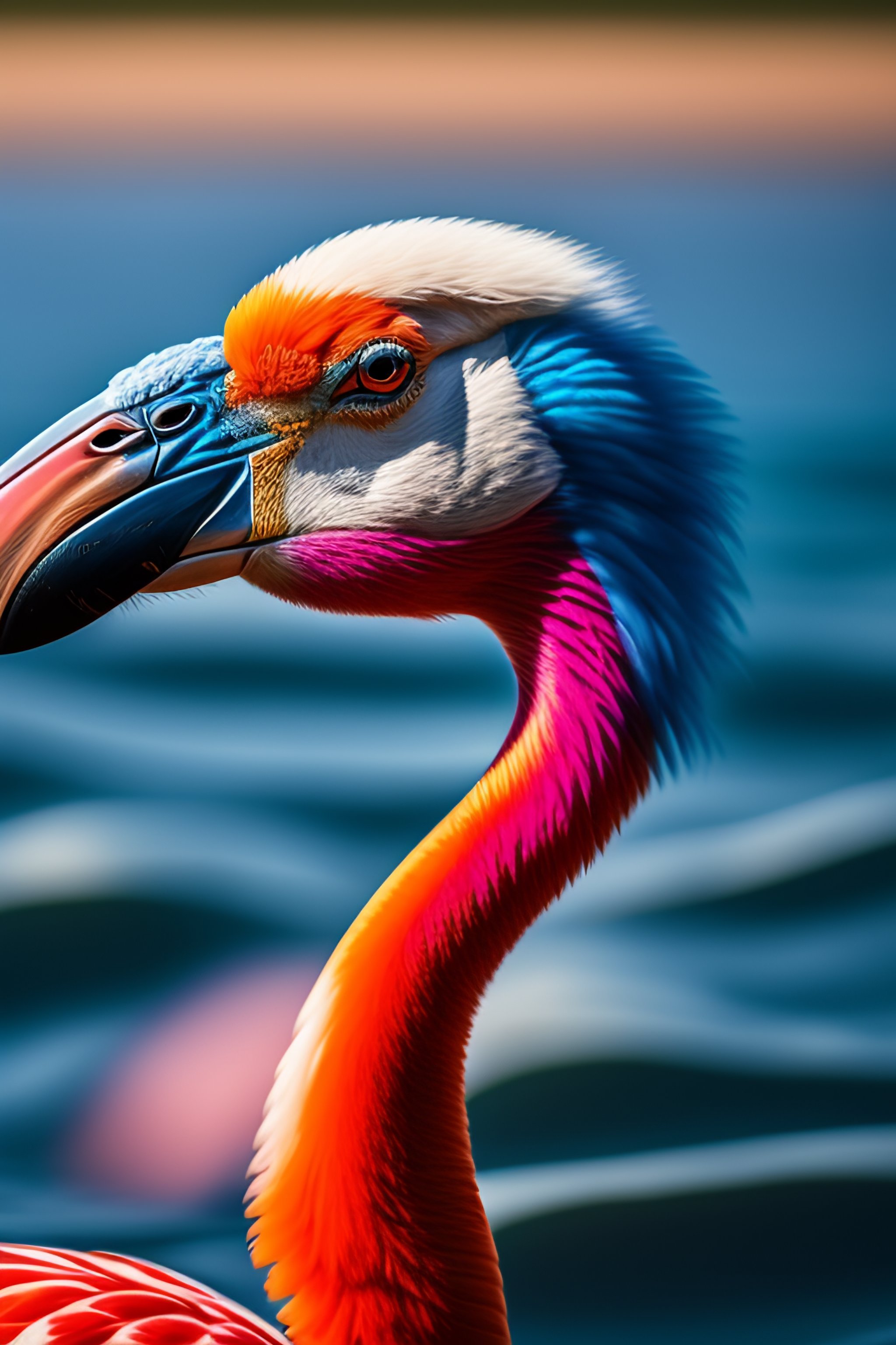 Lexica - A blue stripe flamingo kissed a dog