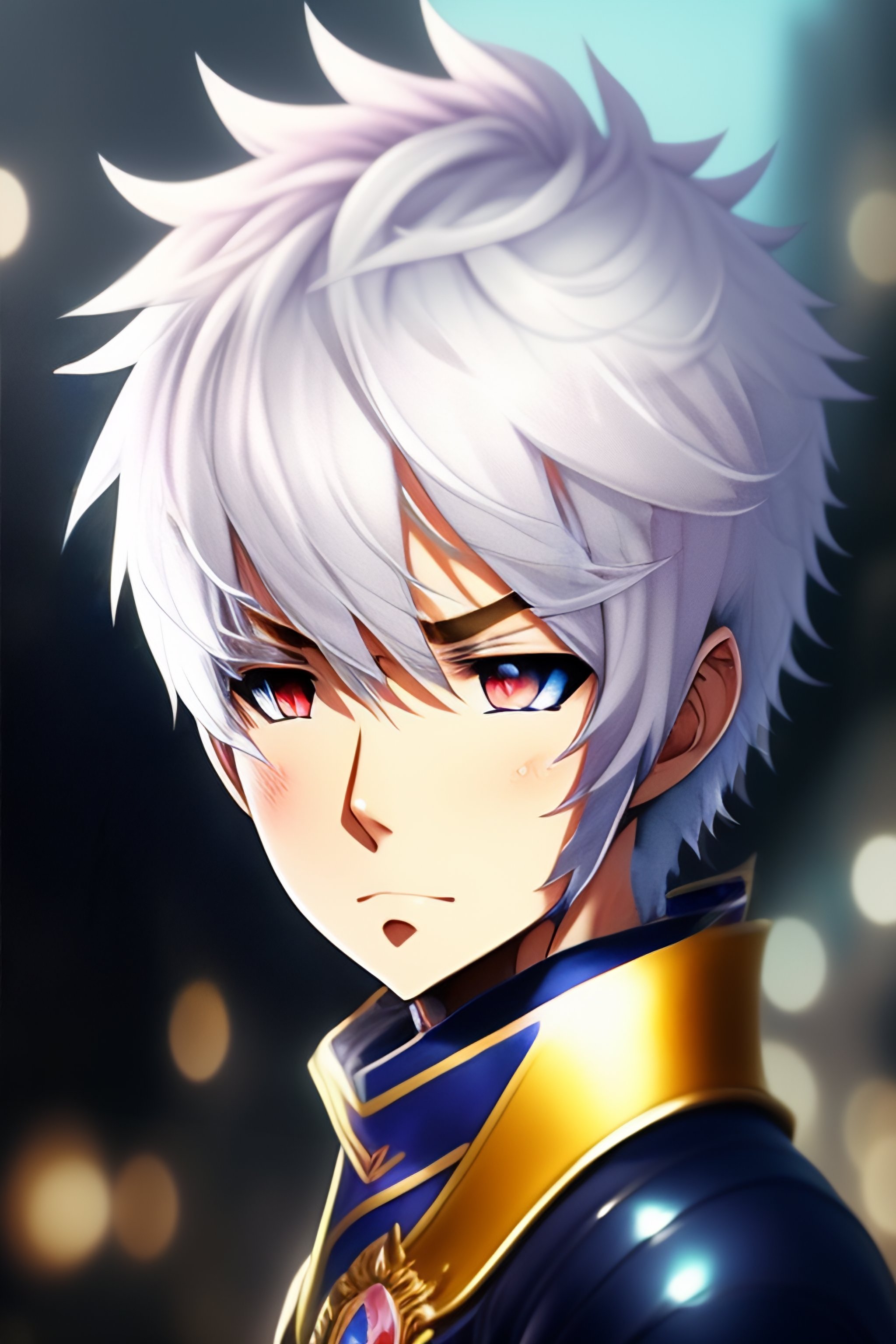 Anime Boy White Hair Blue Eyes