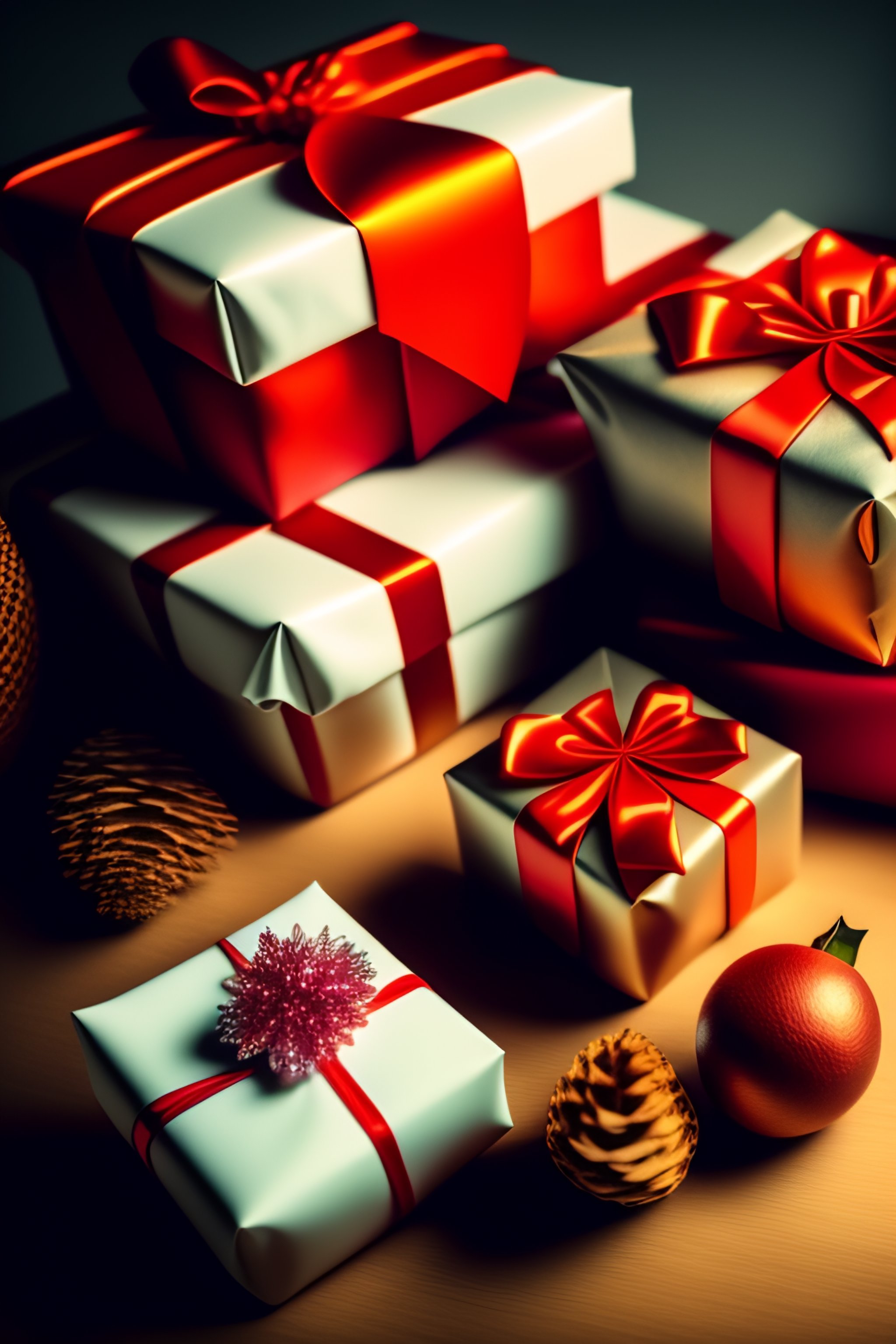 Lexica - Image of many gift packages on top of each other in a room