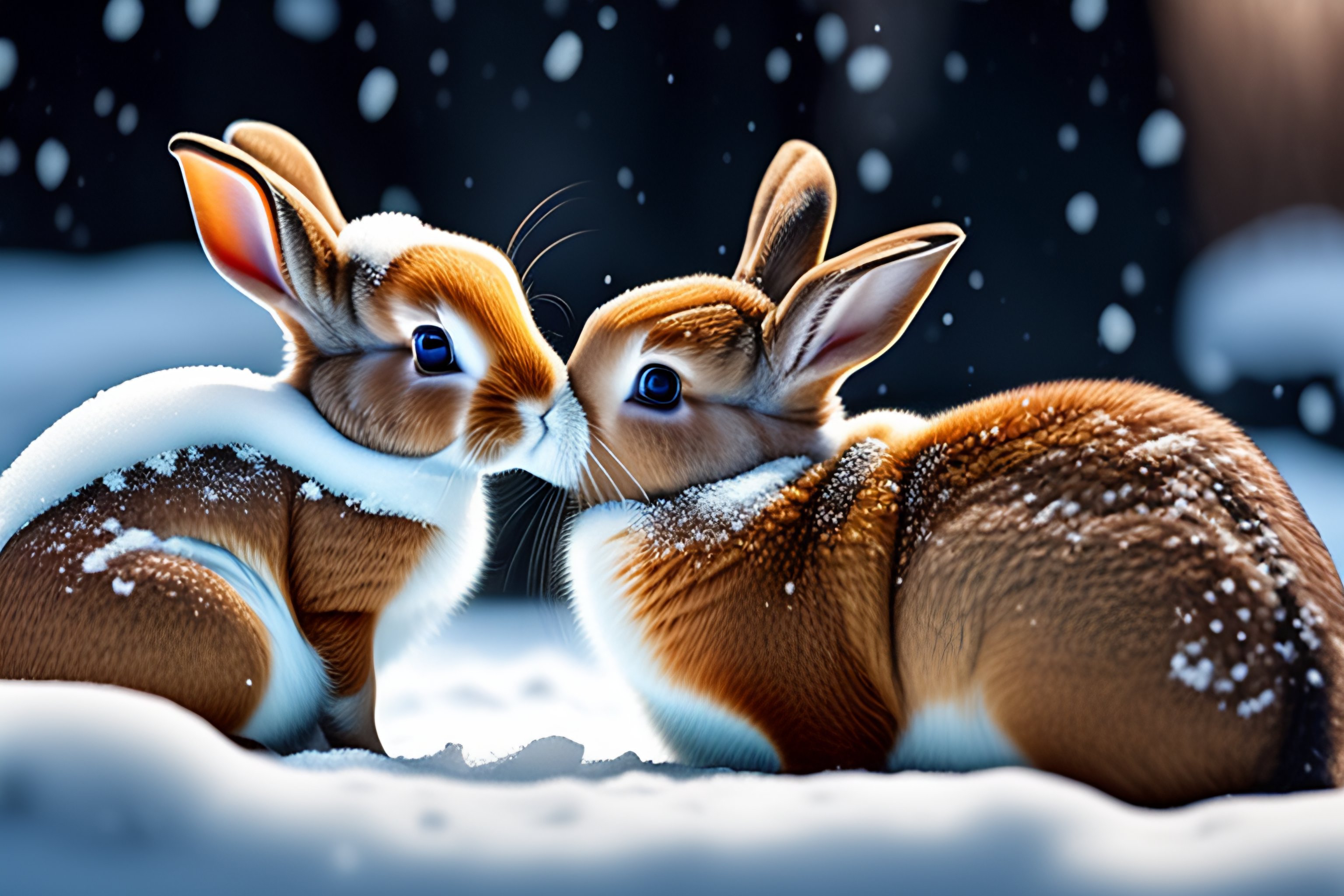 Lexica - Bunnies kissing in the snow