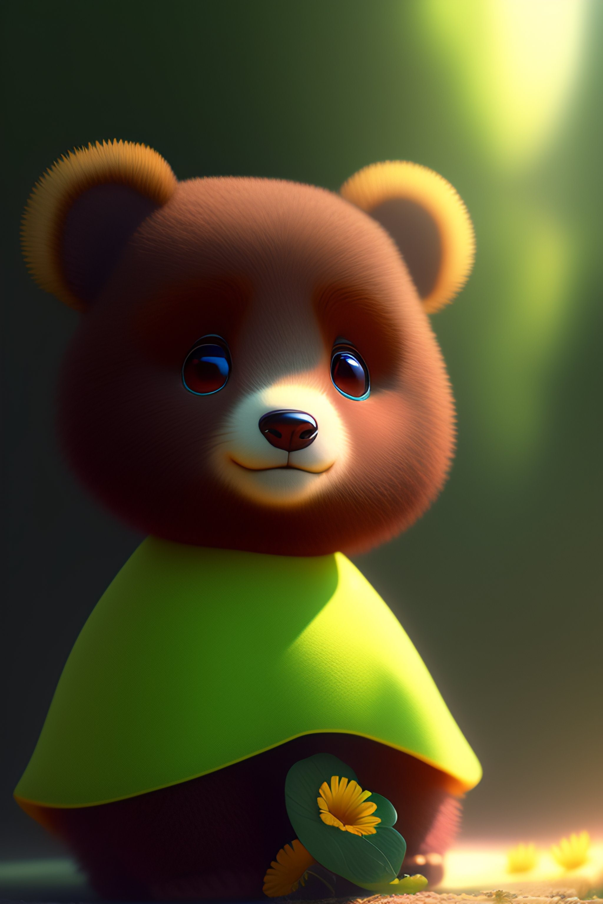 Lexica - Cute teddu bear, disney, pixar, smile, big eyes, holding ...