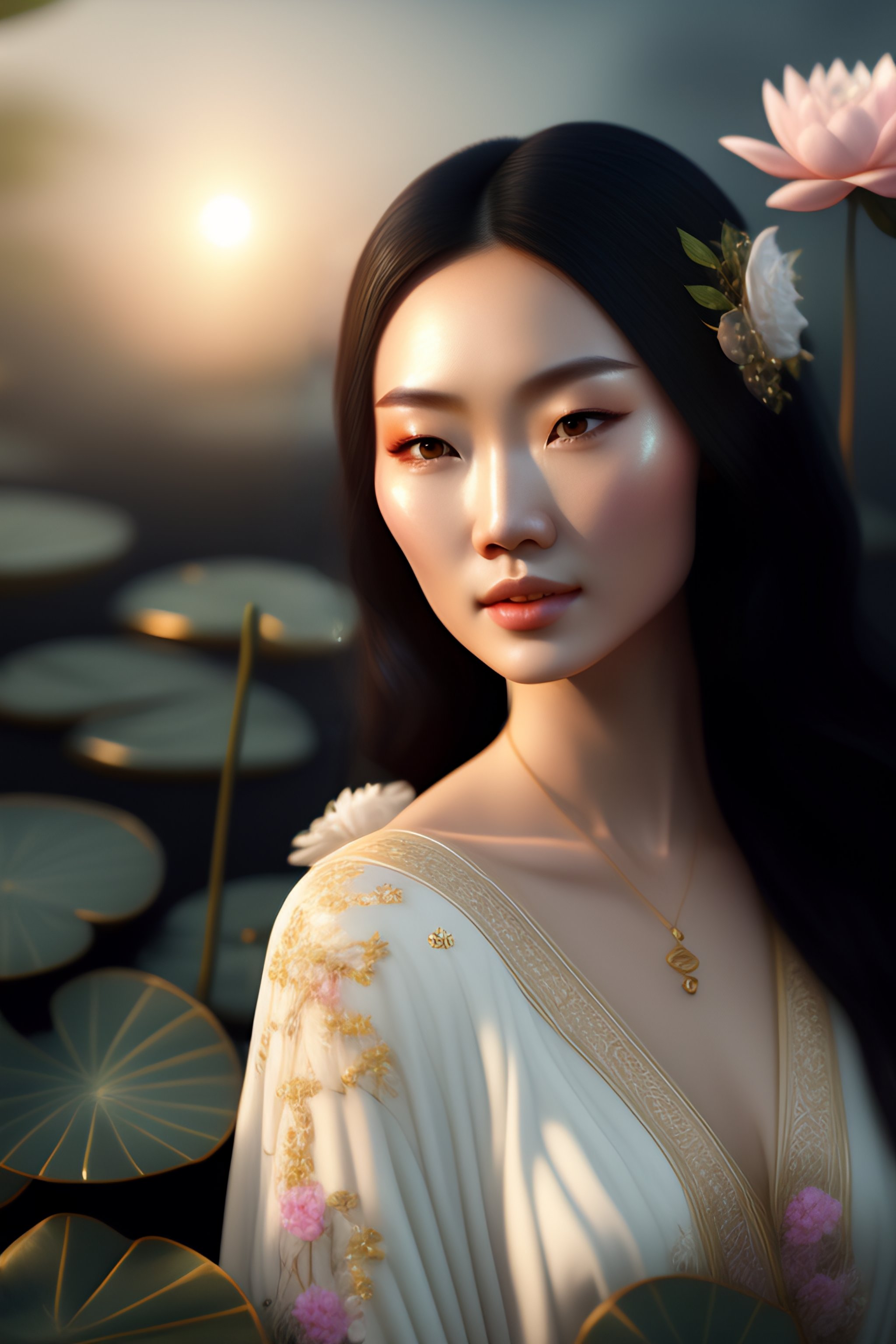 Lexica Closeup of a beautiful, elegant Chinese woman, whiteskinned