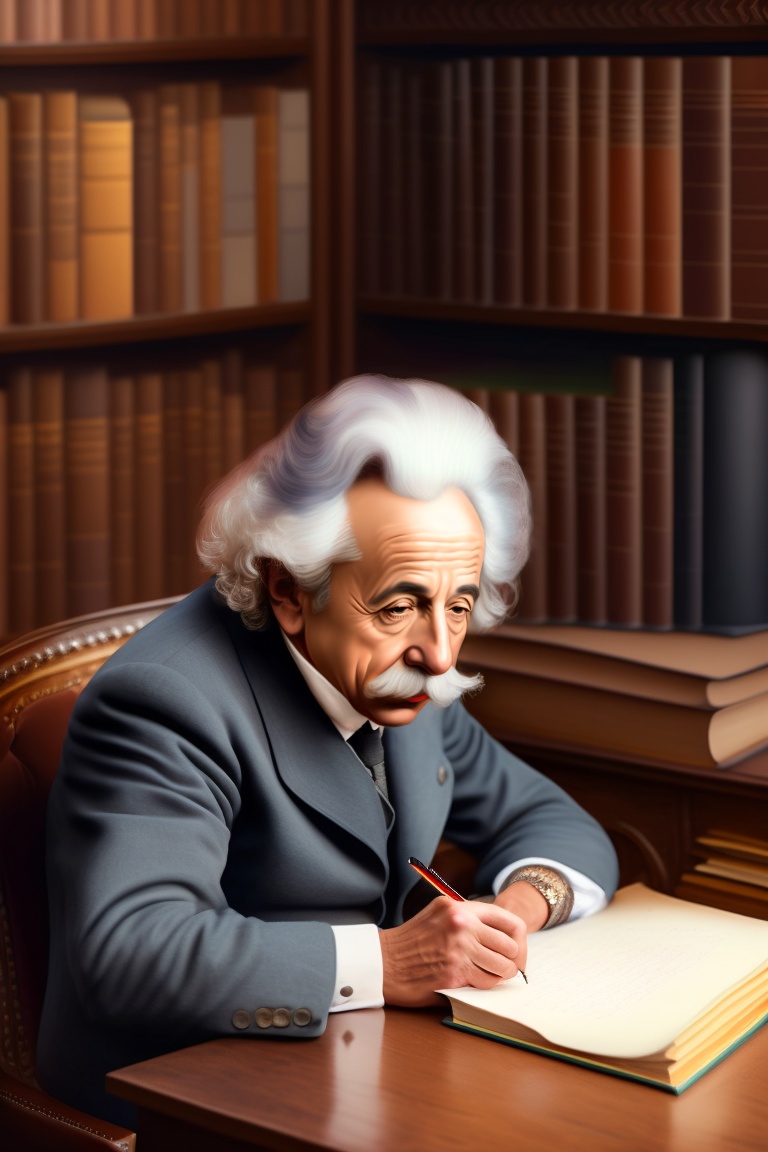 Lexica Albert Einstein Sitting In A Desk Writting