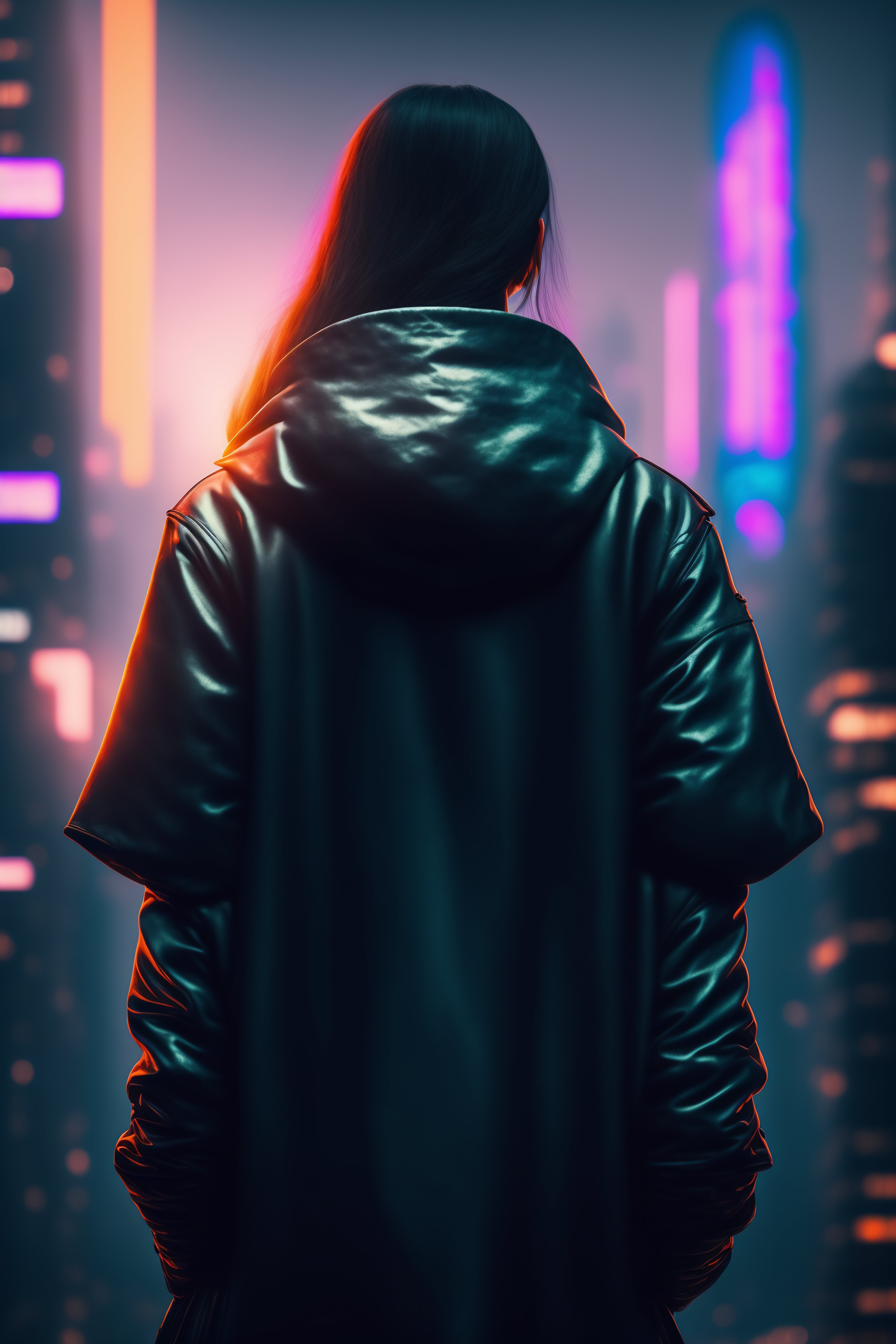 Lexica - Point of view from the back of a girl in a city finding ...