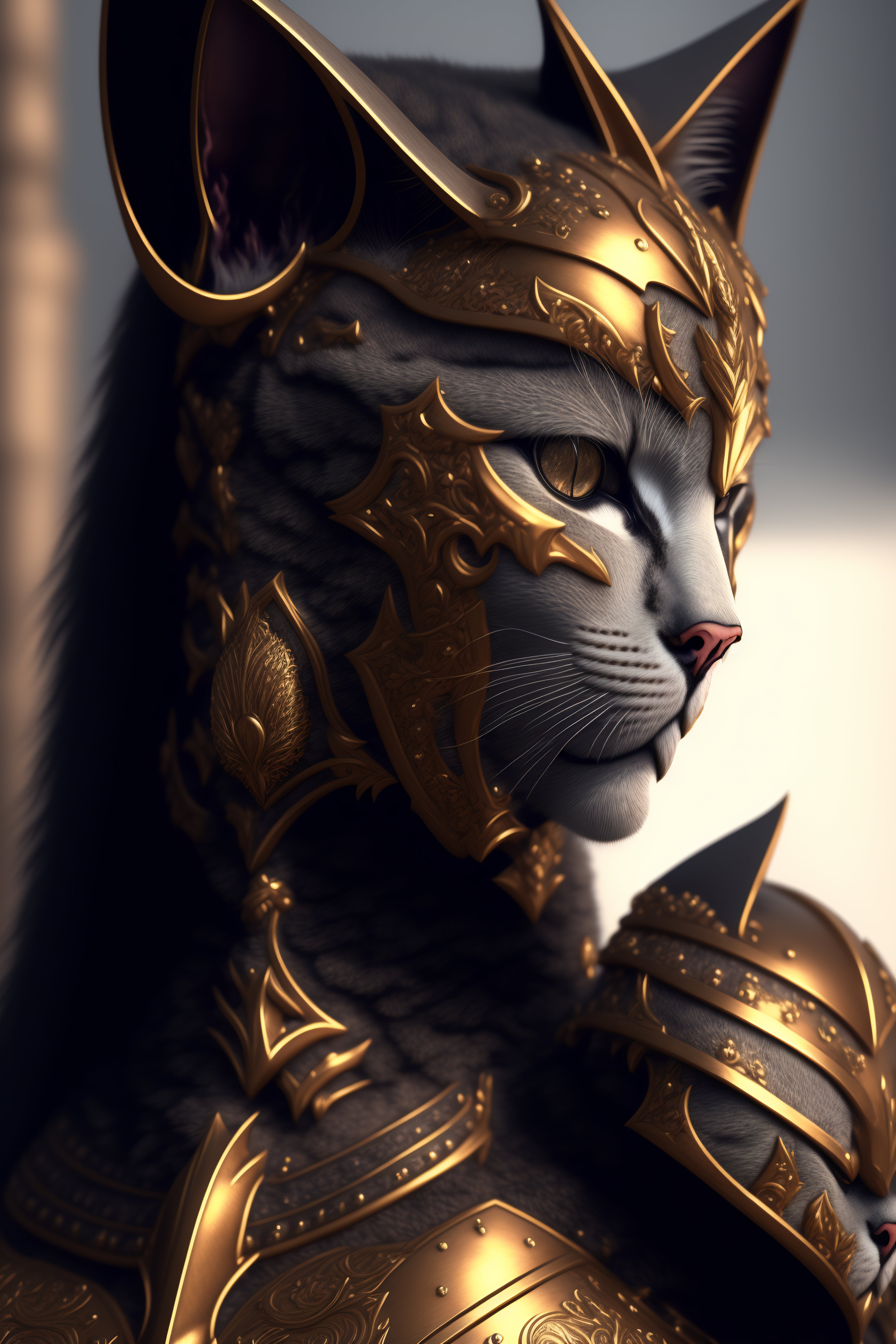 Lexica Cat in armor knight Conceptual art portrait highly detailed