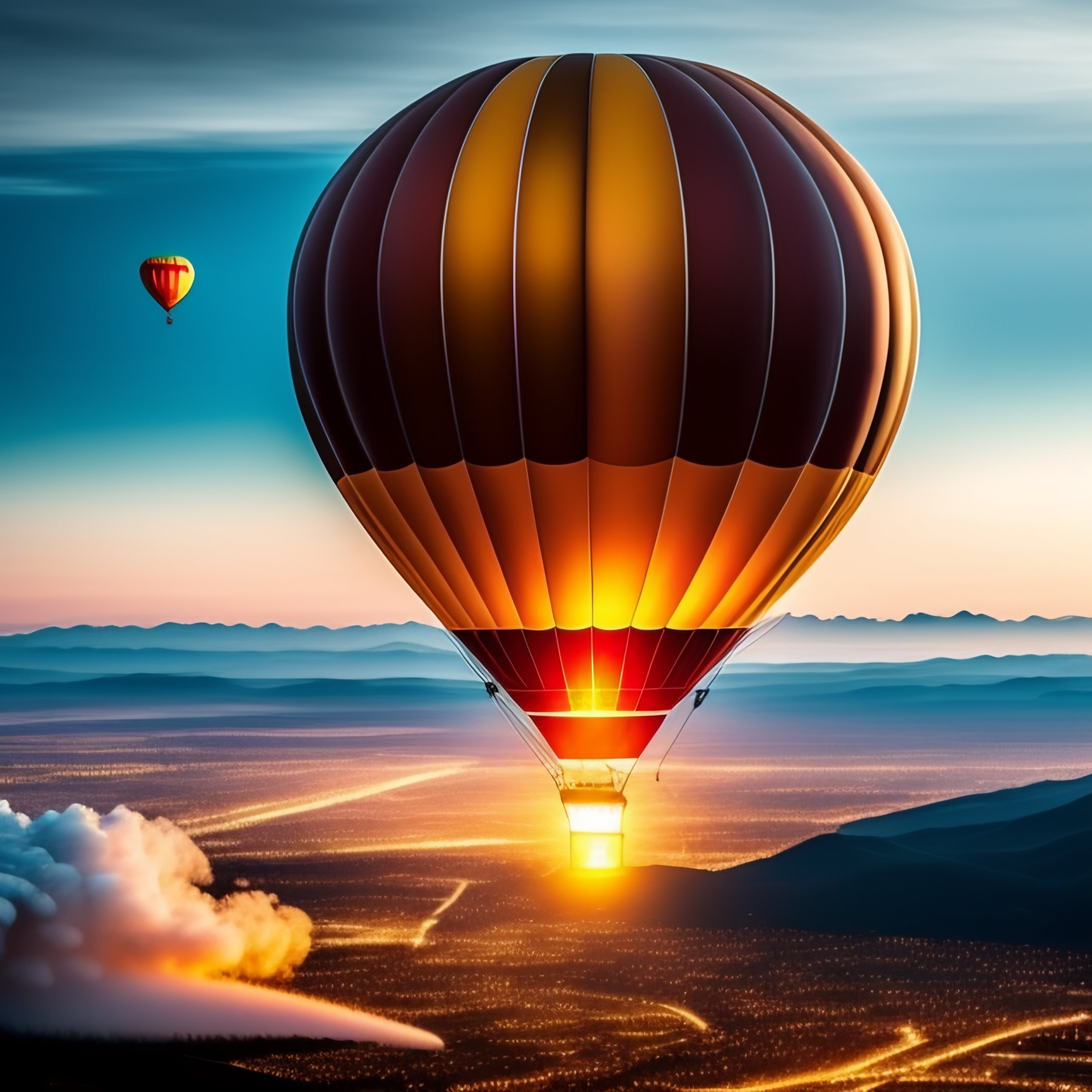 Lexica - A hot air balloon flying above city in Europe, A hot air ...