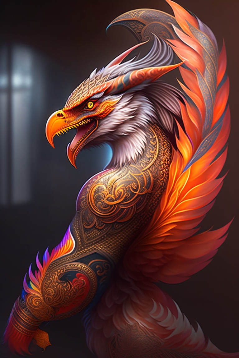 Lexica - Full arm sleeve tattoo phoenix fighting a dragon, intricate ...