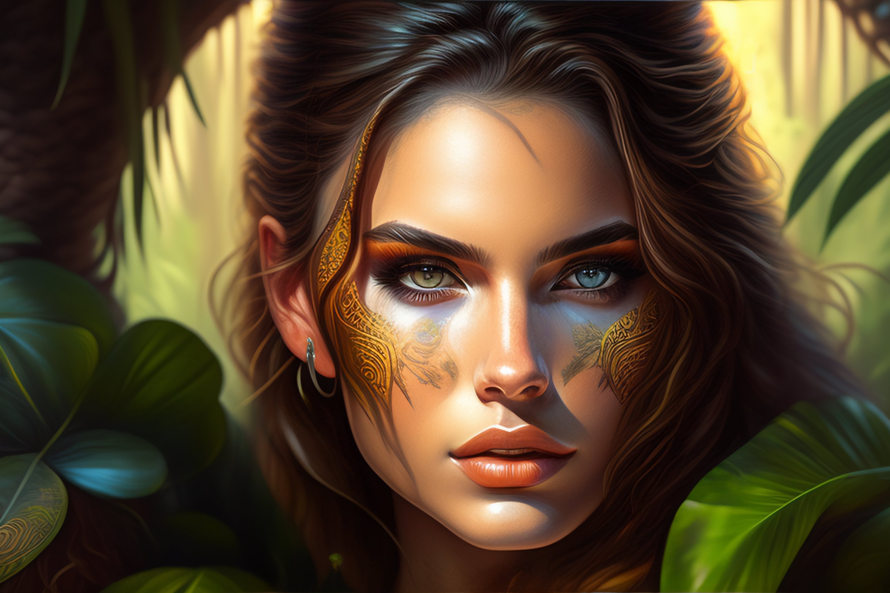 Lexica Woman, jungle face, vivid, intricate, highly detailed, smooth