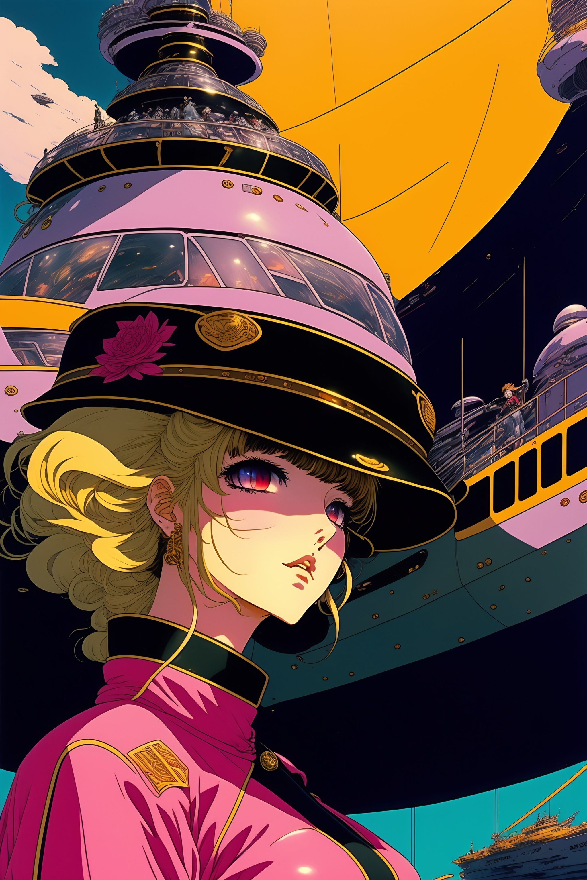 Lexica - Vintage 90's anime style. cluttered starship interior ...
