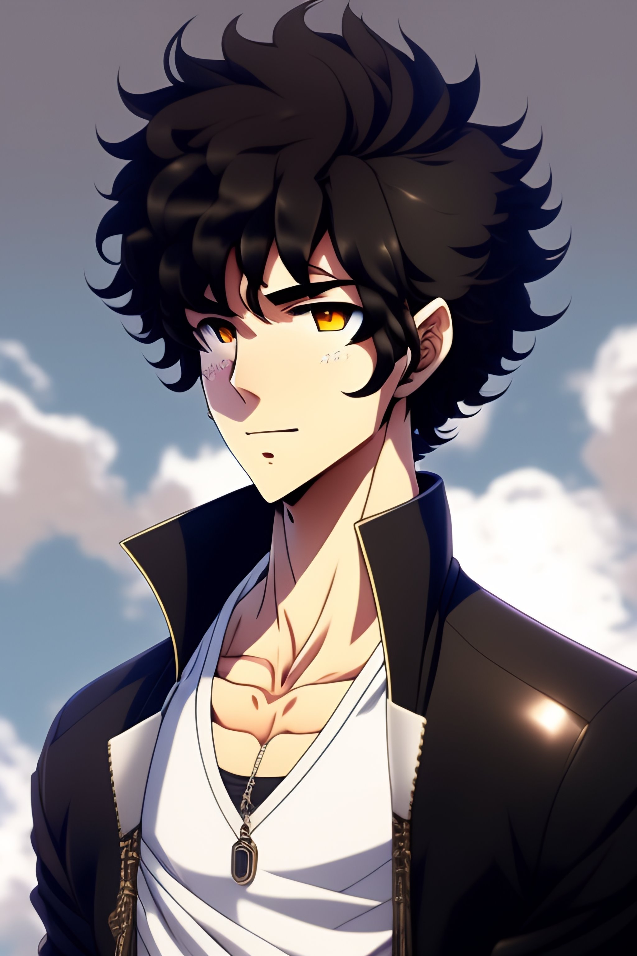 anime boy with curly hair