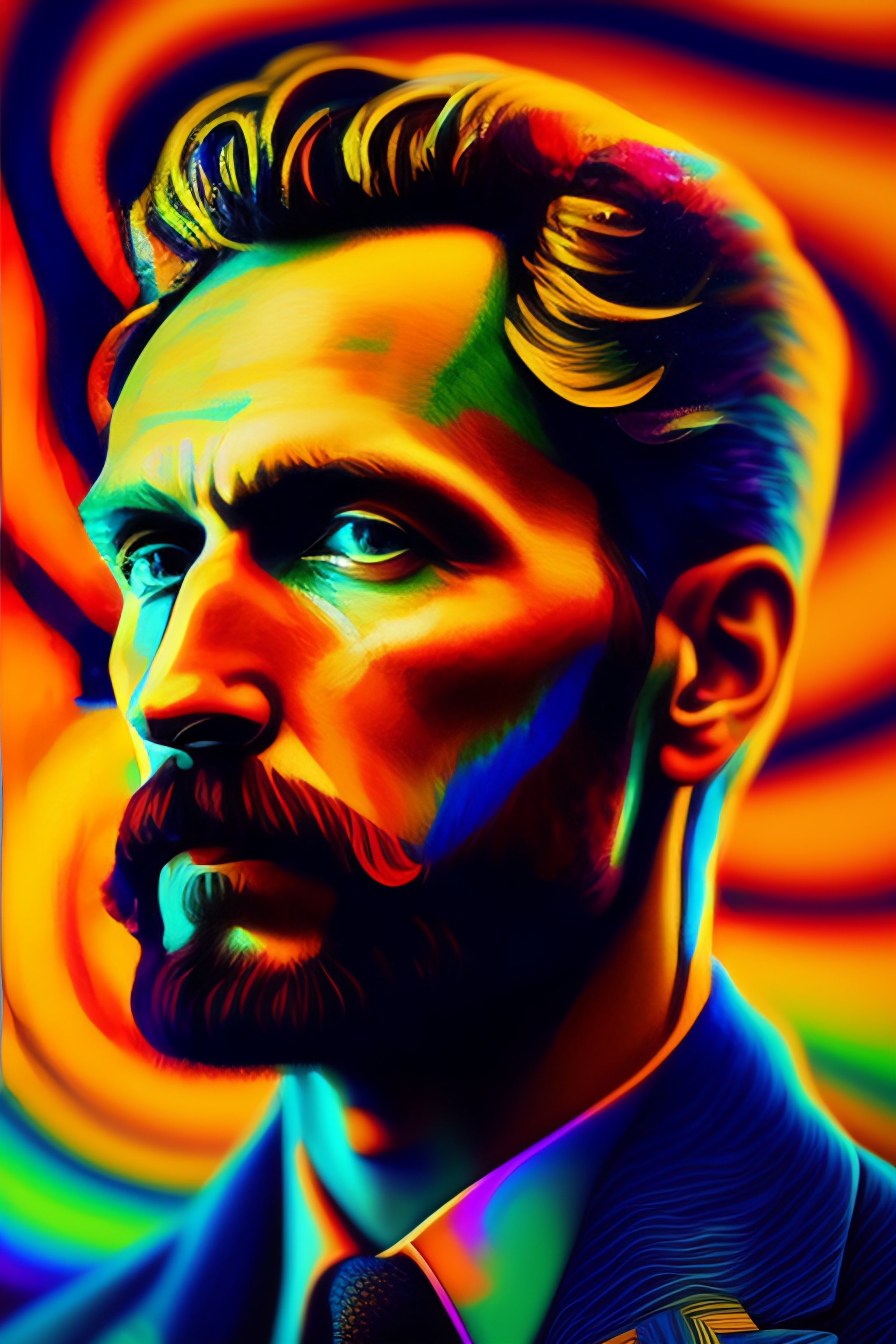 Lexica - An extremely psychedelic portrait of Vincent Van Gogh, surreal ...