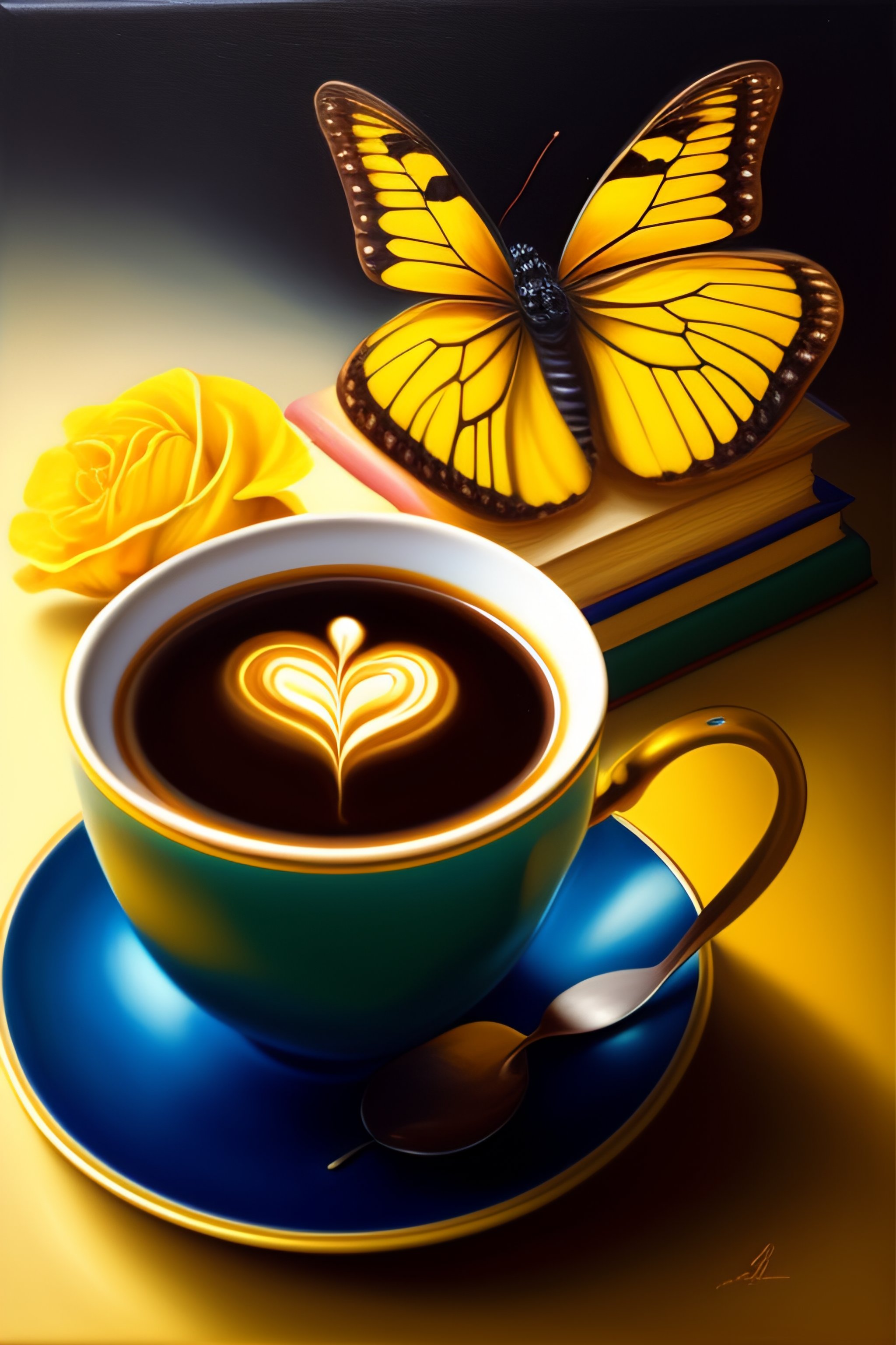 Lexica Oil painting. hyperrealistic, highly detailed, a cup of