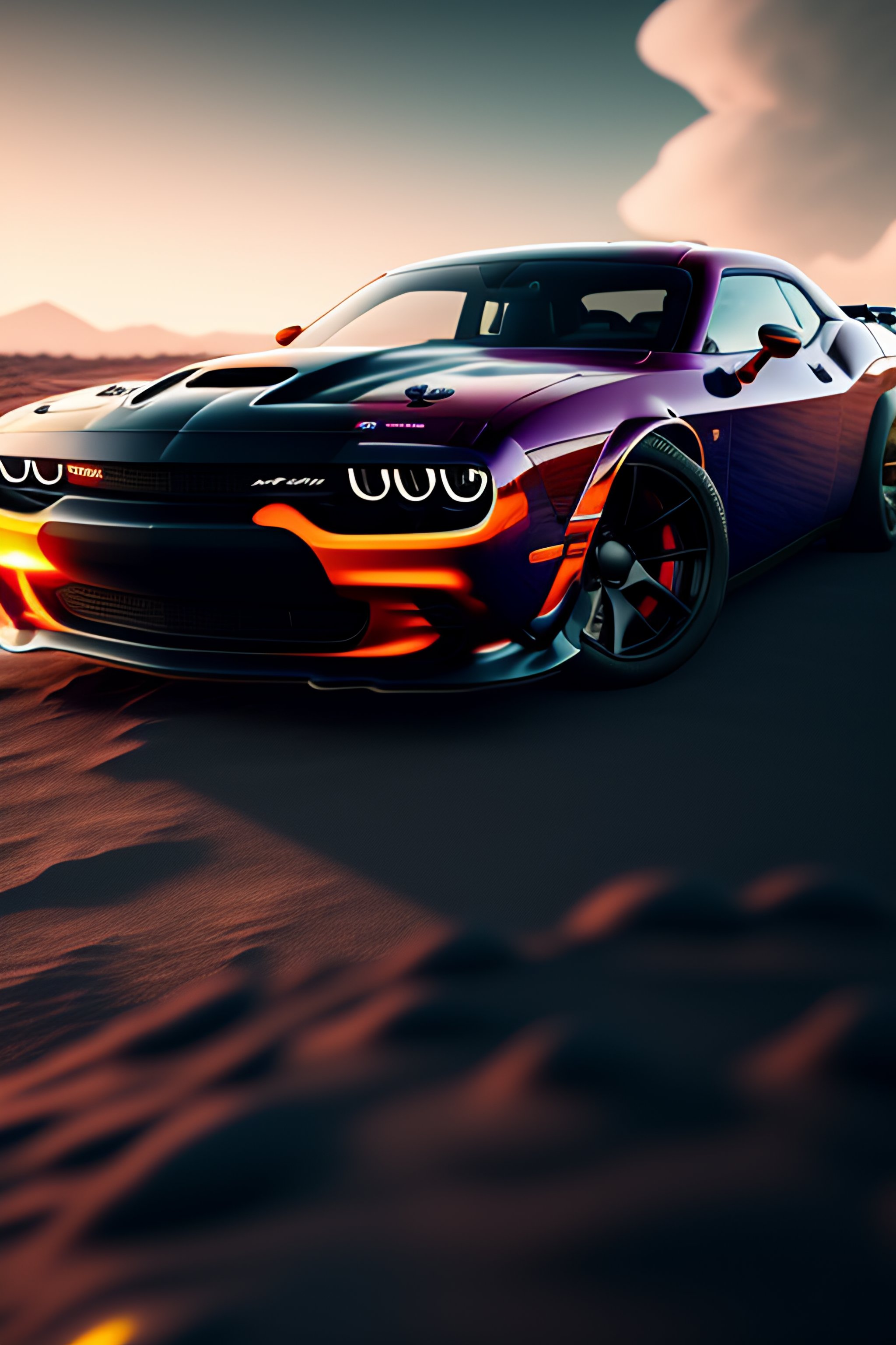 Lexica - Highly detailed 2022 Dodge Challenger Hellcat Redeye racing in ...
