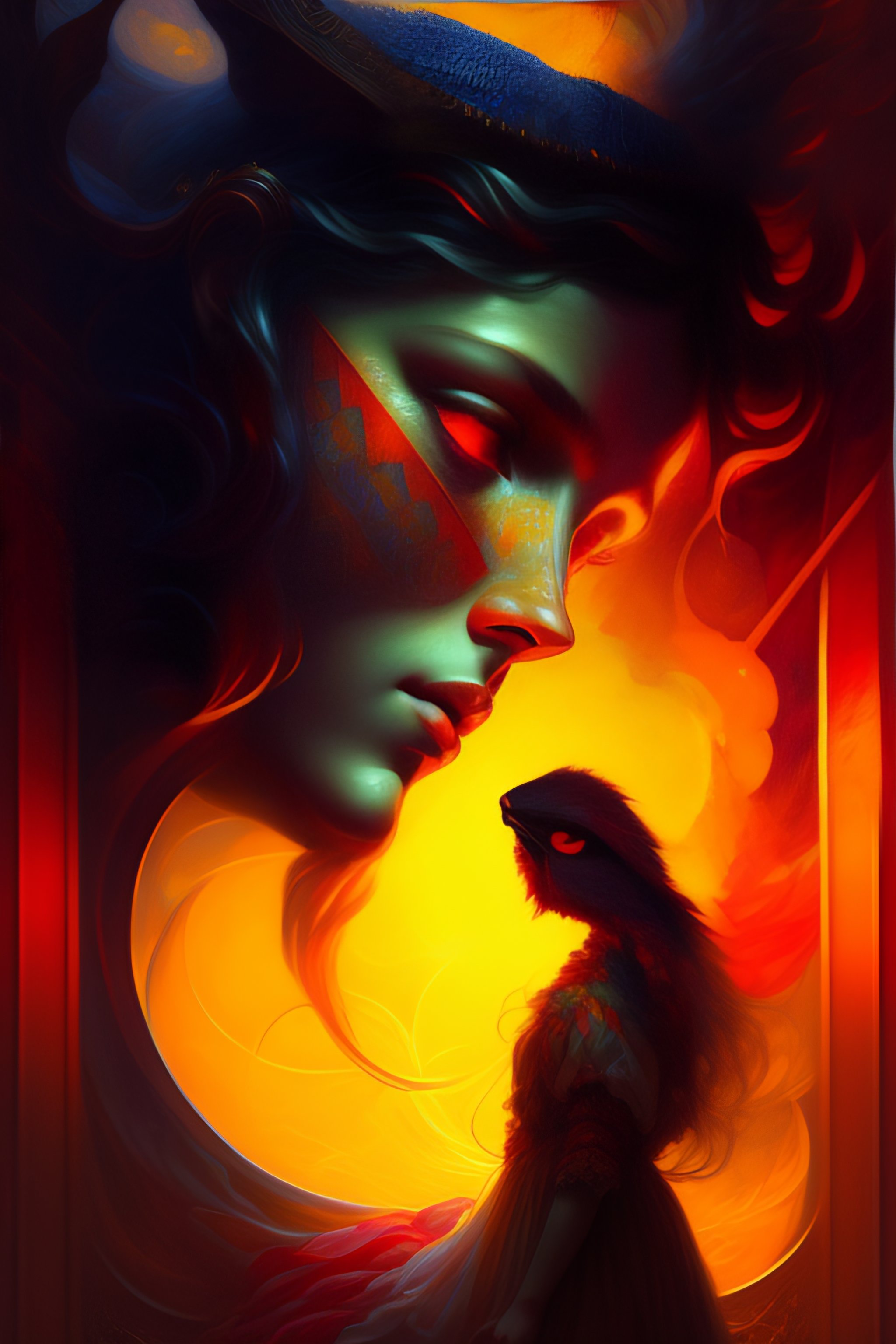 Lexica - A girl lay asleep in her bedroom while a terrifying monster ...