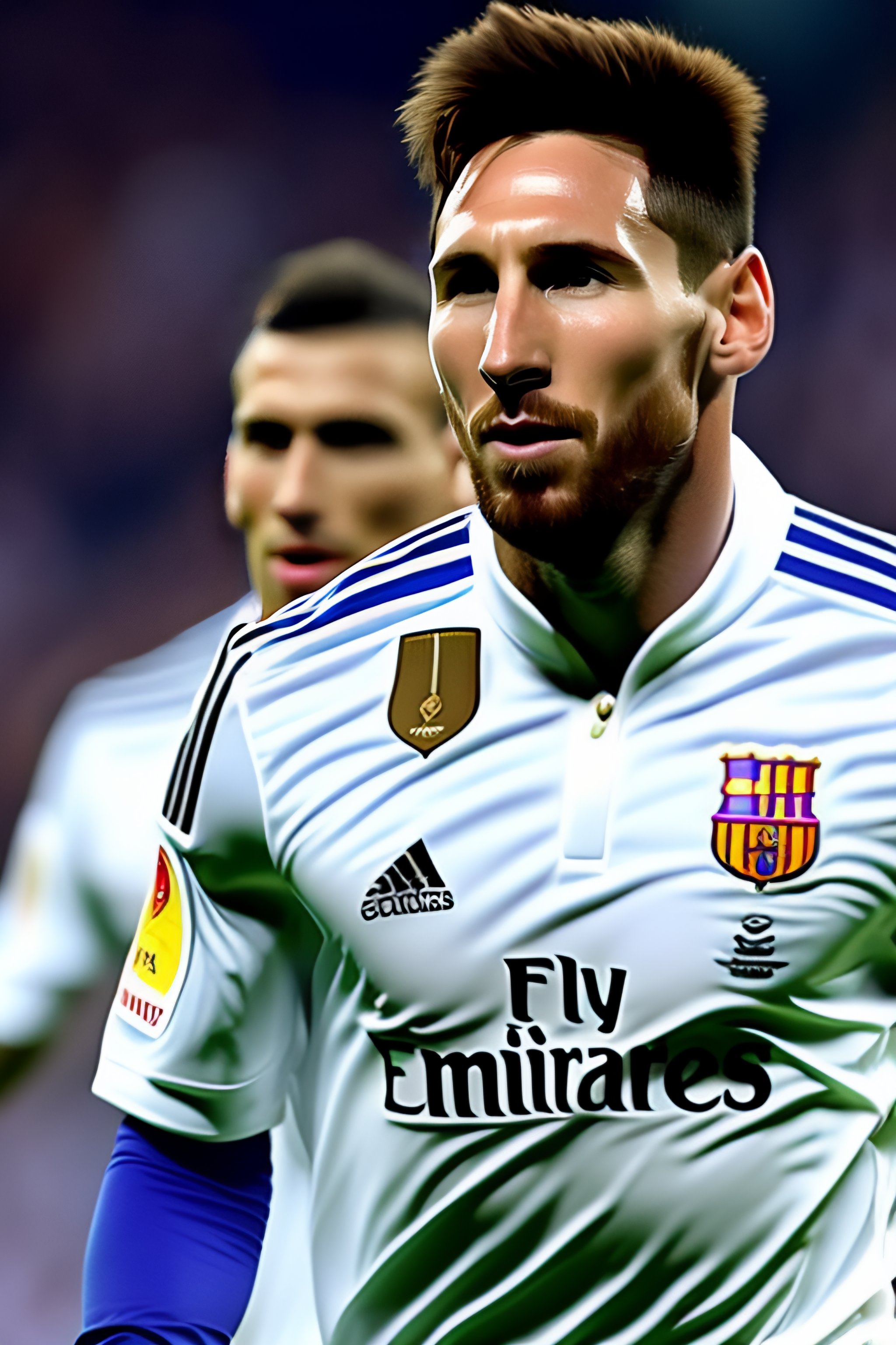 Lexica - Photo of messi with the real madrid jersey