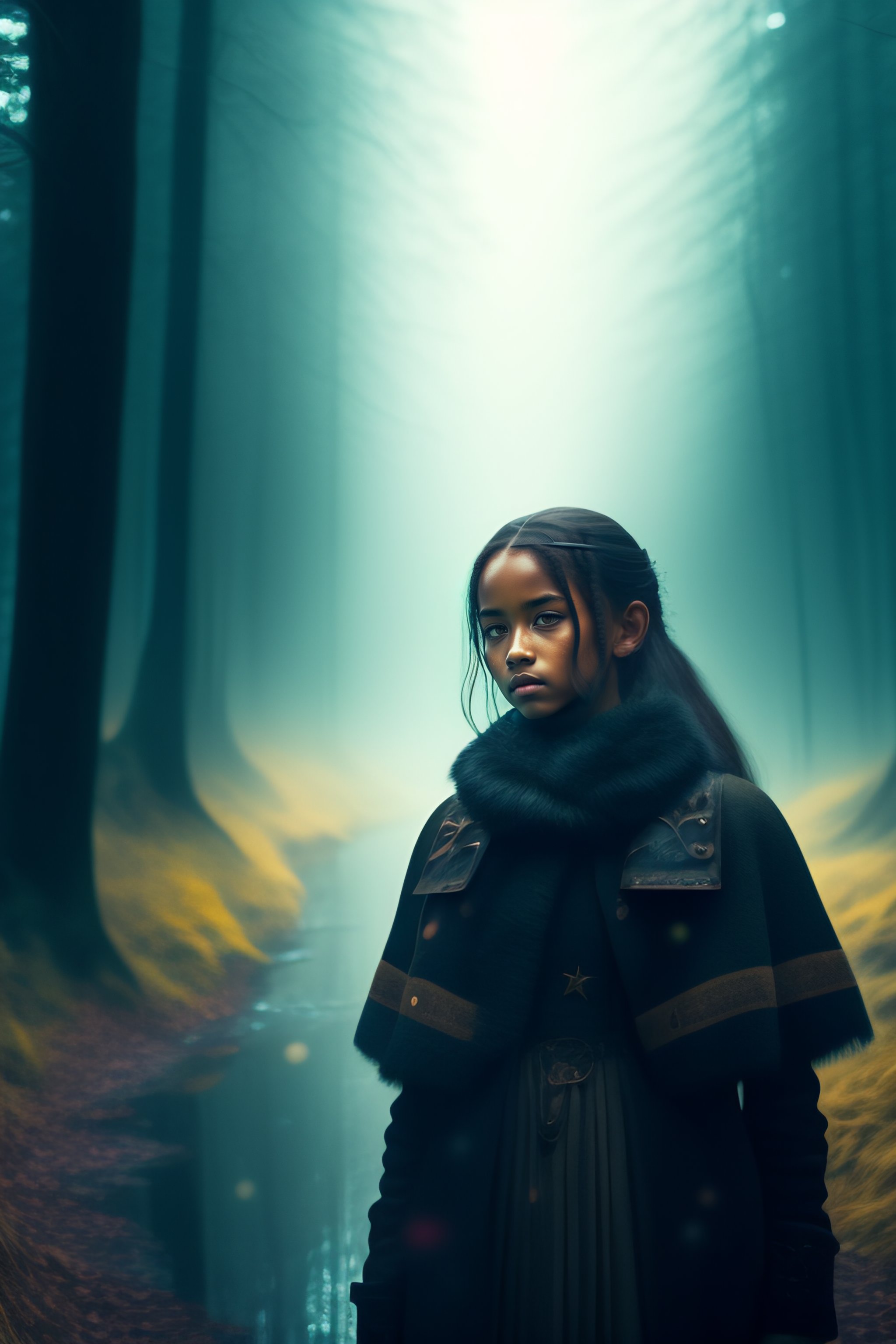 Lexica - The girl is a hunter, a dark fantasy atmosphere, a dark forest ...