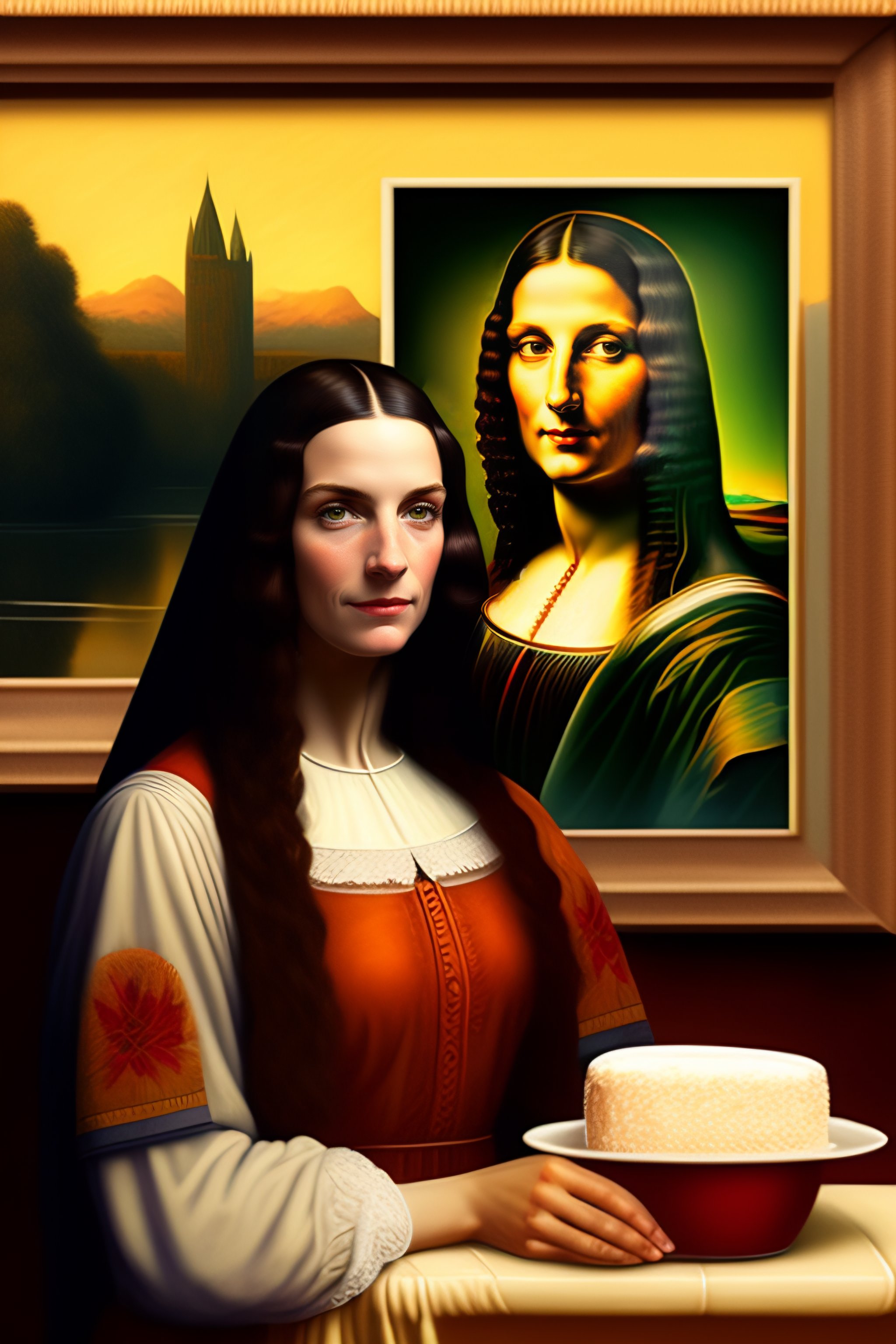 Lexica - Norman Rockwell style mona lisa draw smoking weed