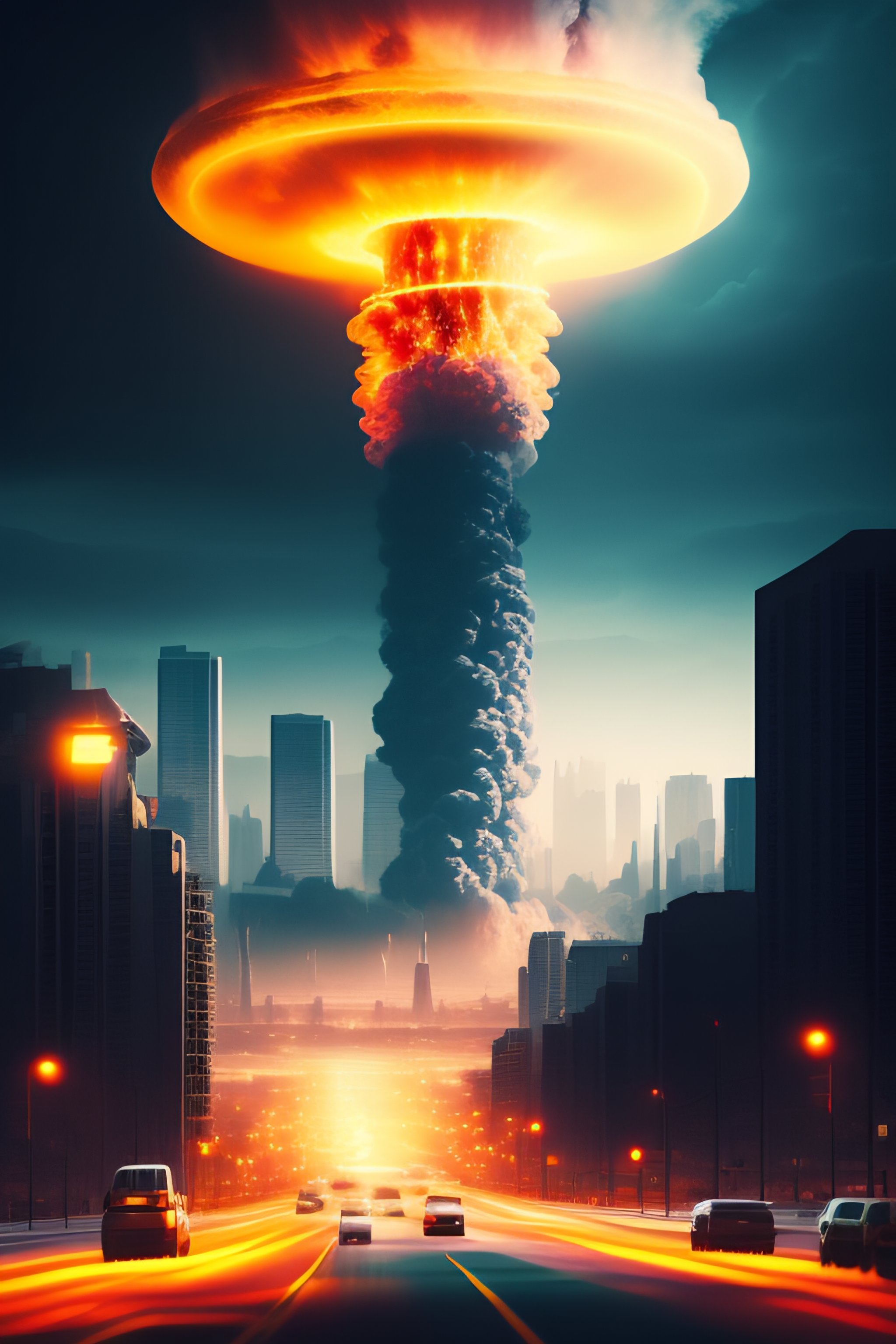 Lexica - A large nuclear explosion destroying city, dark ambience
