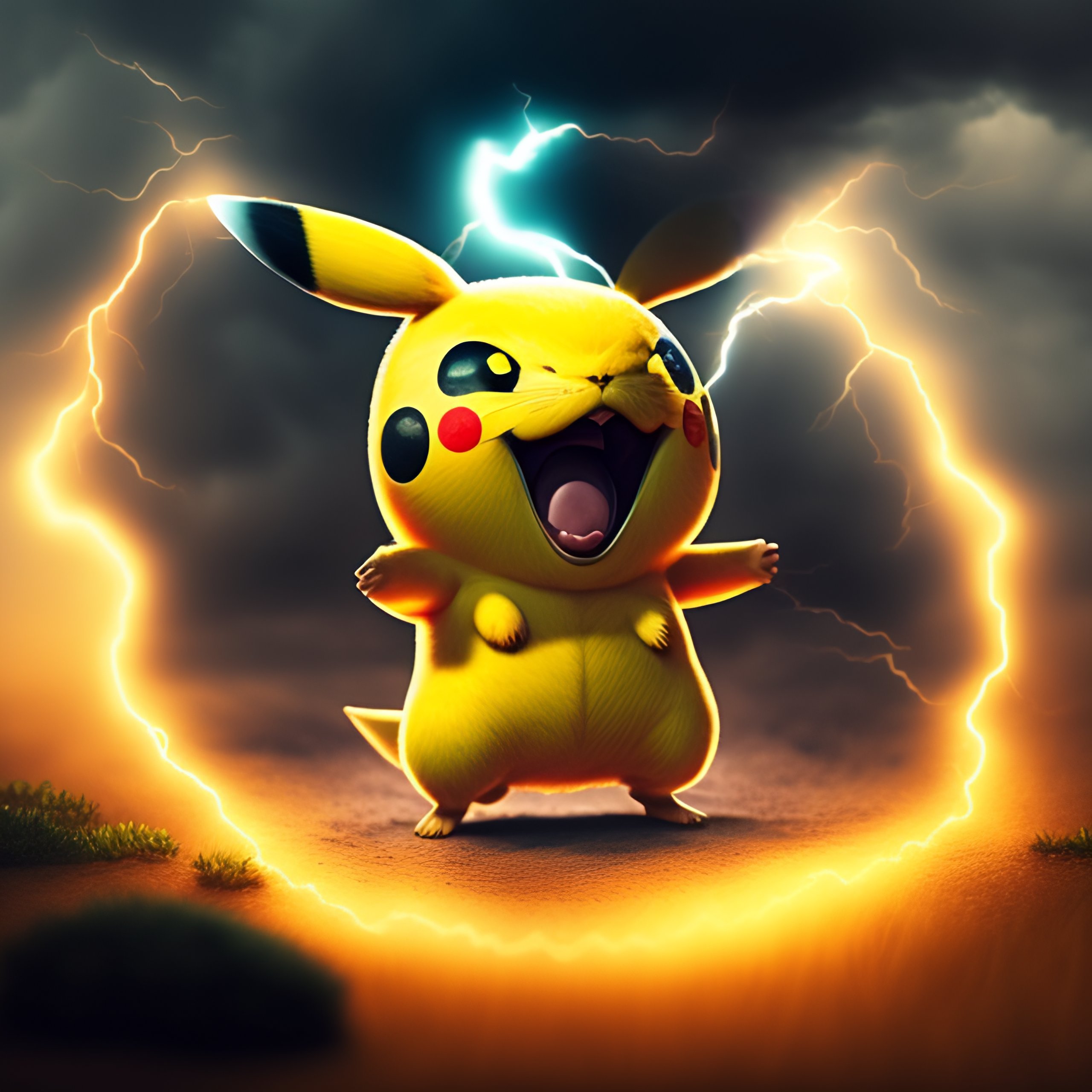 Lexica - Very angry pikachu throwing lightning