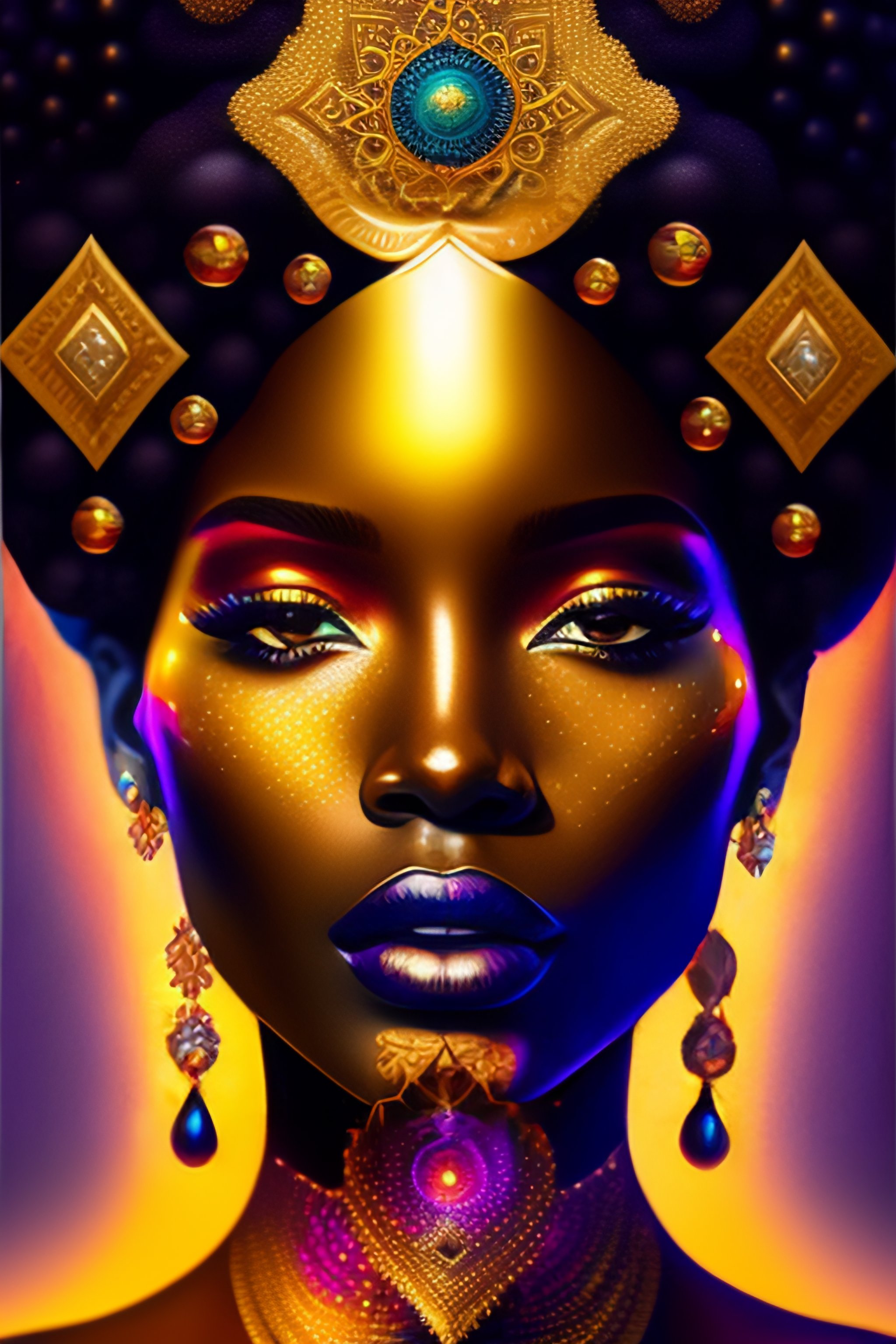 Lexica - A stunning rendition of melanated skin woman made of gold ...