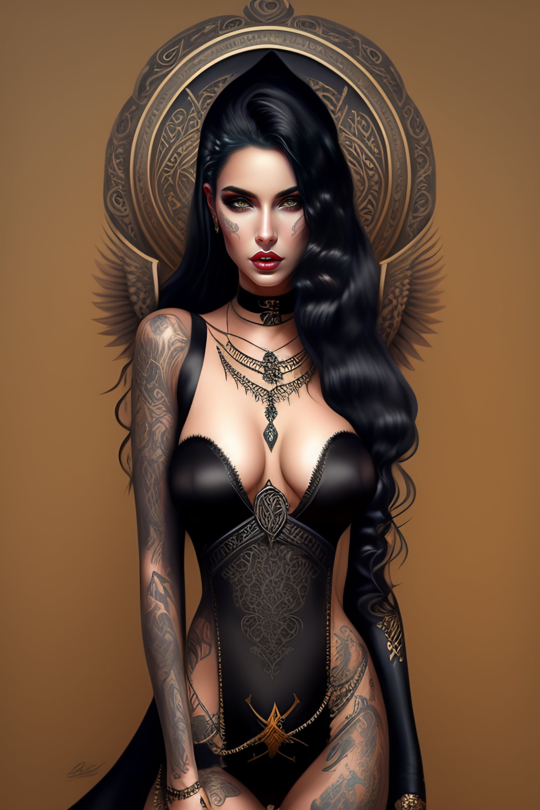 Lexica - Masterpiece of a sexy goth girl with tattoo, intricate, elegant,  highly detailed, digital painting, artstation