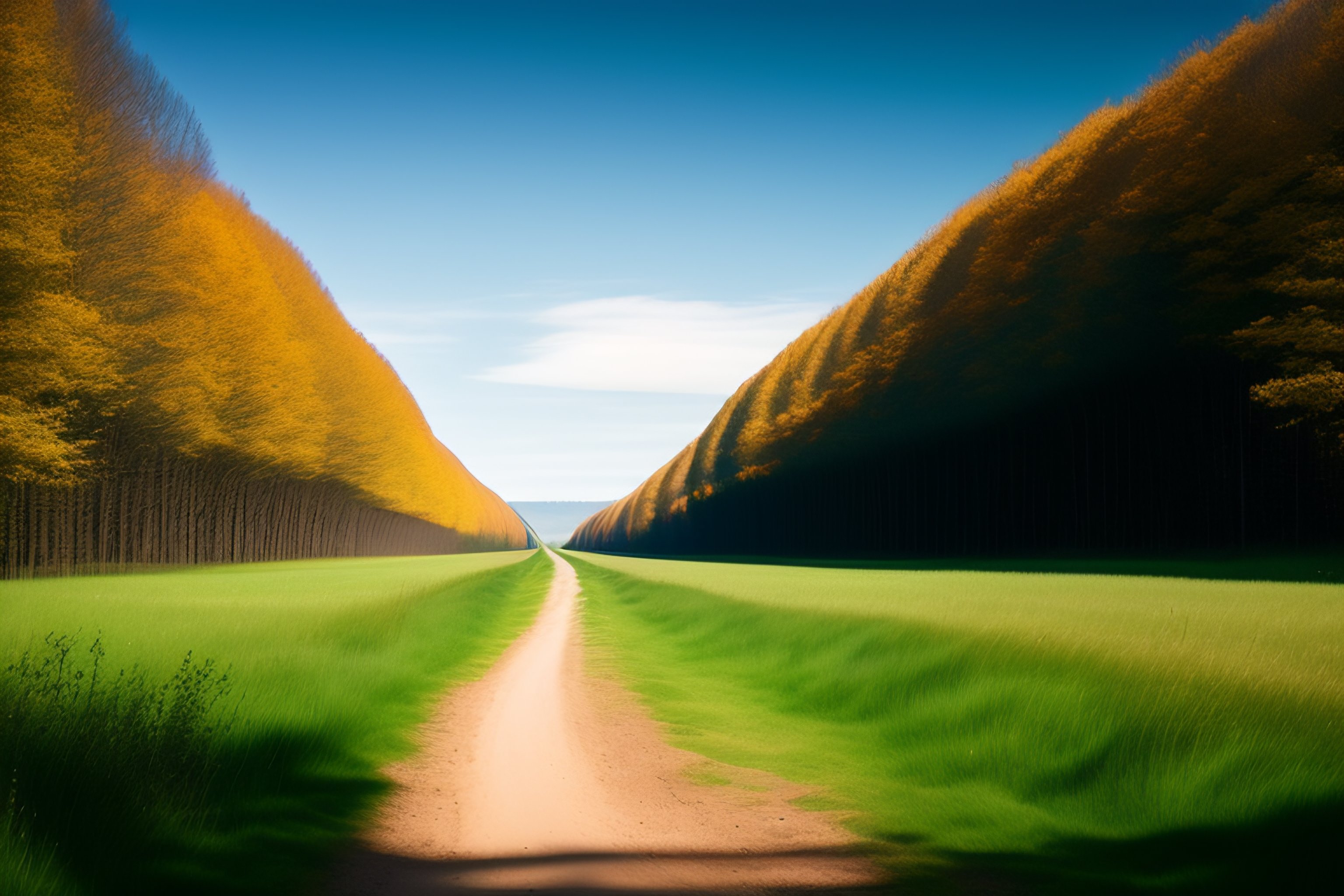 Lexica - Forest path of coarse gravel, to the right of the forest are ...
