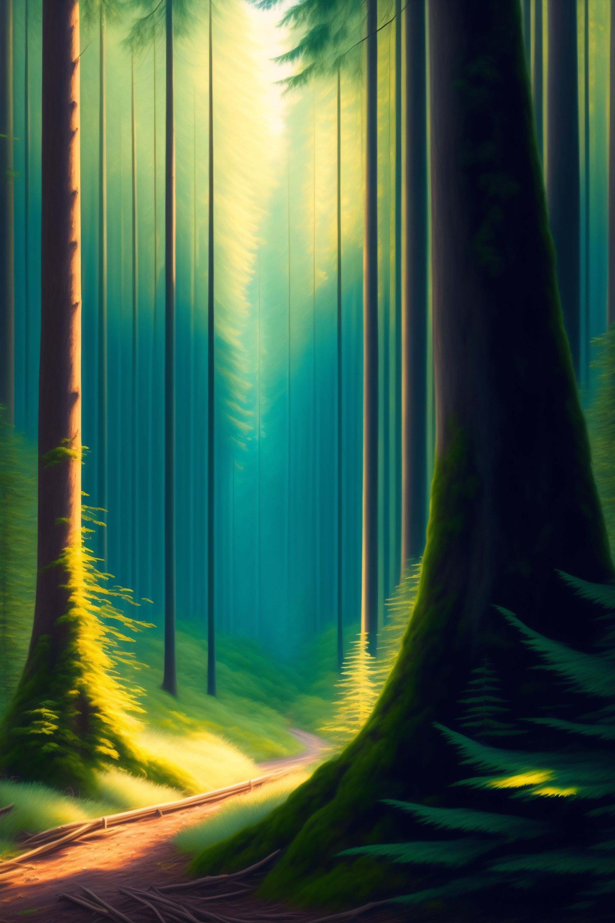Lexica - Beautiful shop cover painting of a forest, extreme detail ...