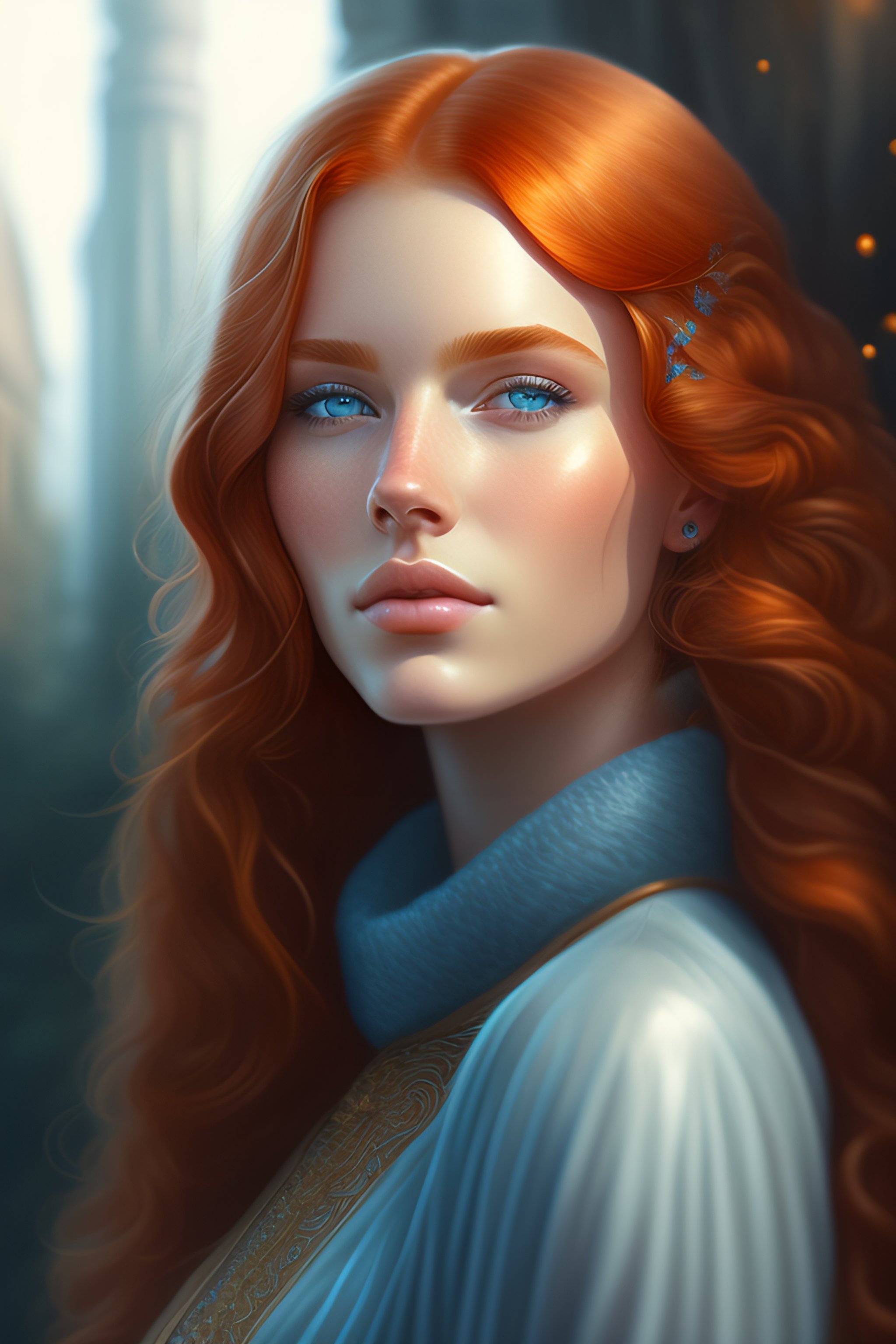 Lexica - Highly detailed illustration of ginger haired young lady with ...