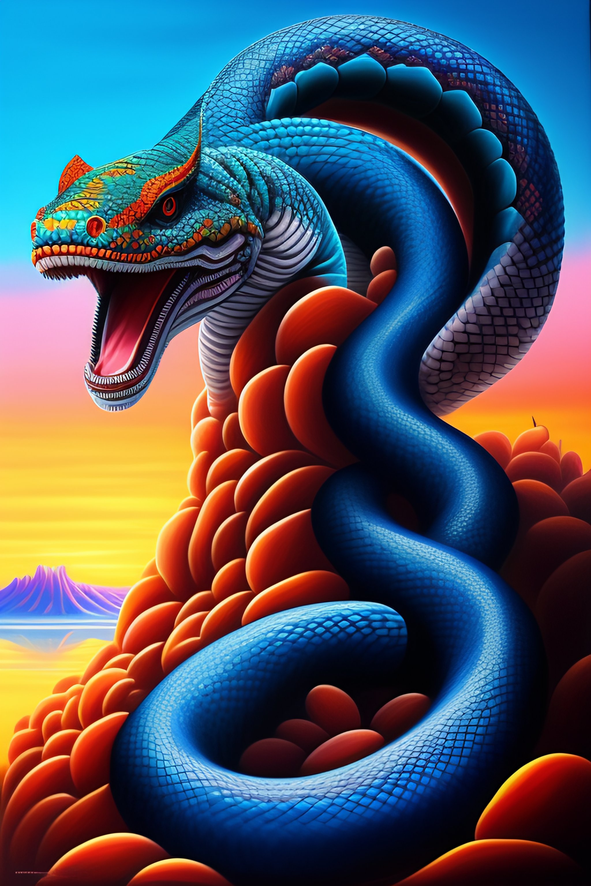 Lexica - Detailed paint of giant snake, full body, highly detailed ...