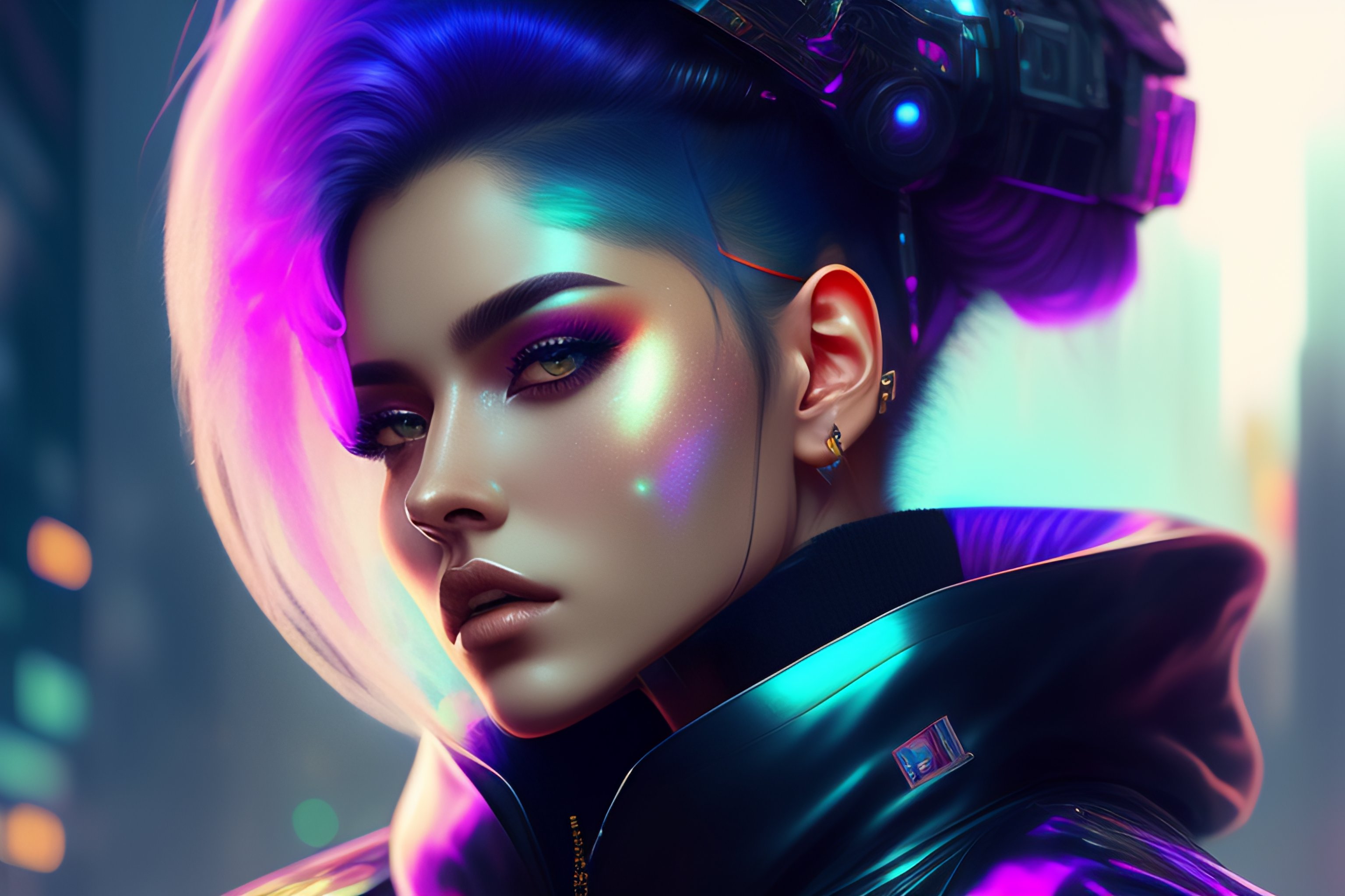 Lexica - Detailed portrait Young Gangster Girl cyberpunk futuristic ...