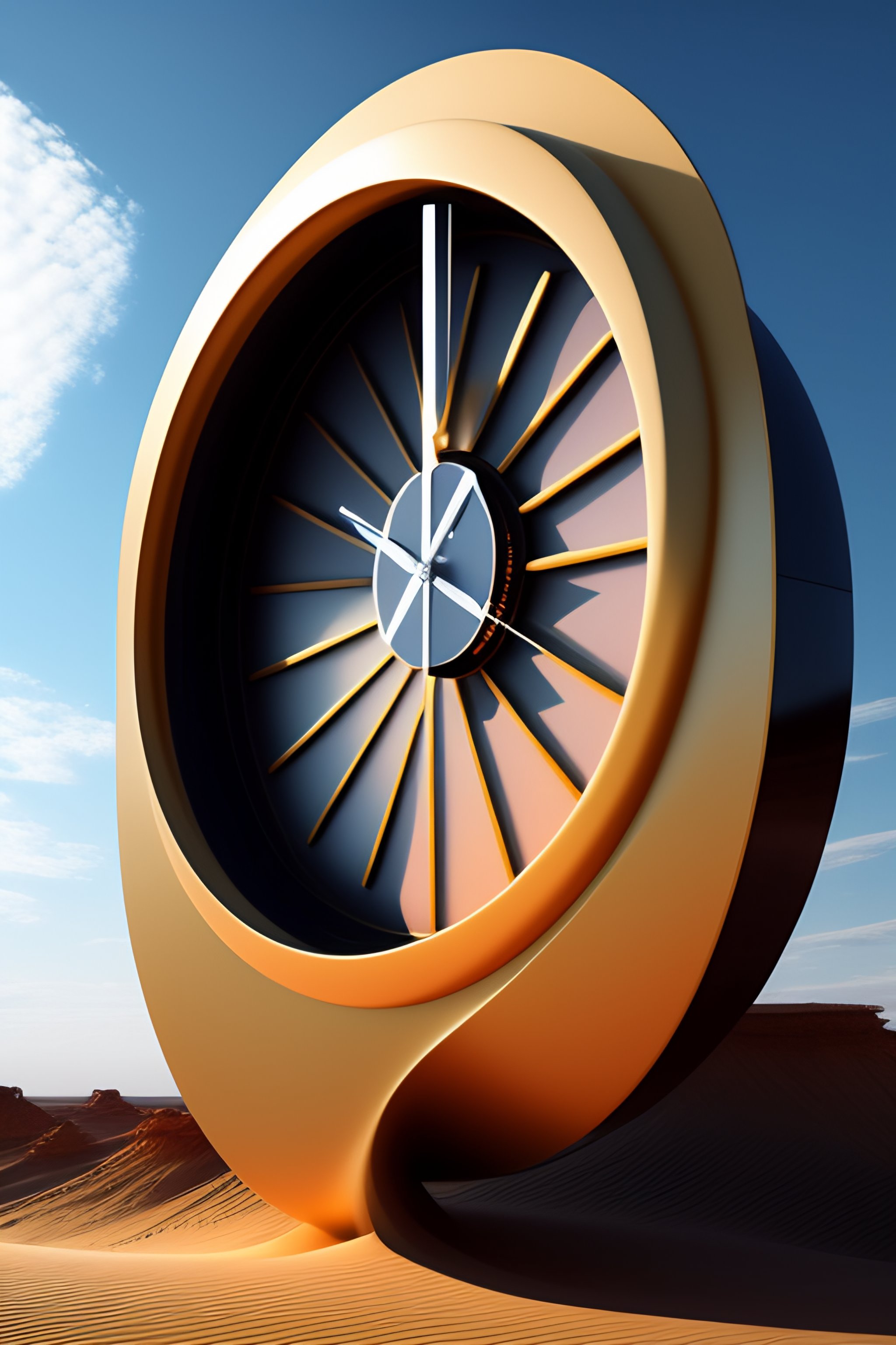 Lexica - Futuristic wall clock driving the sands of time. apocalyptic