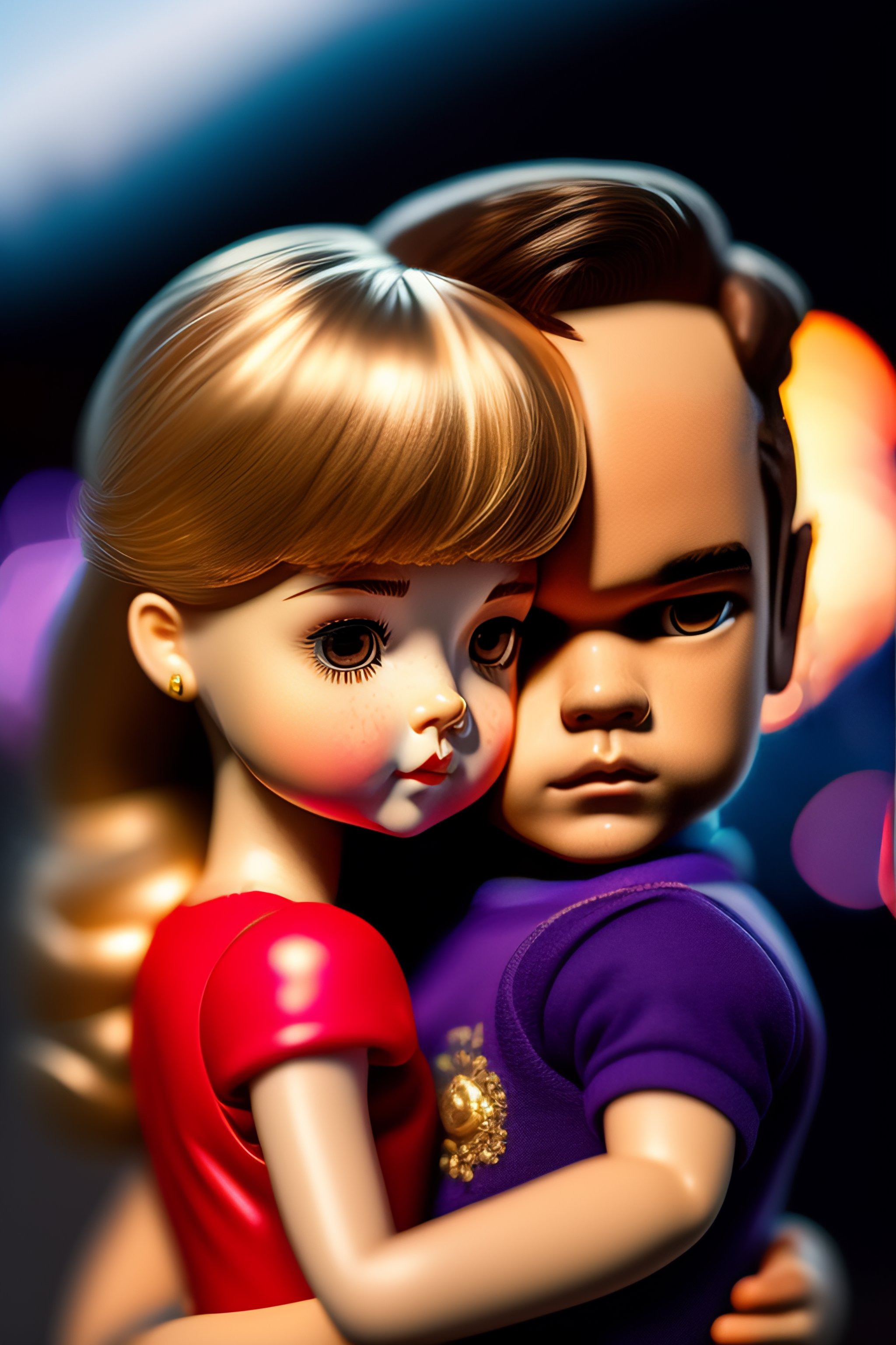 Lexica - A cute girl doll find an handsome boxer and they fell in love