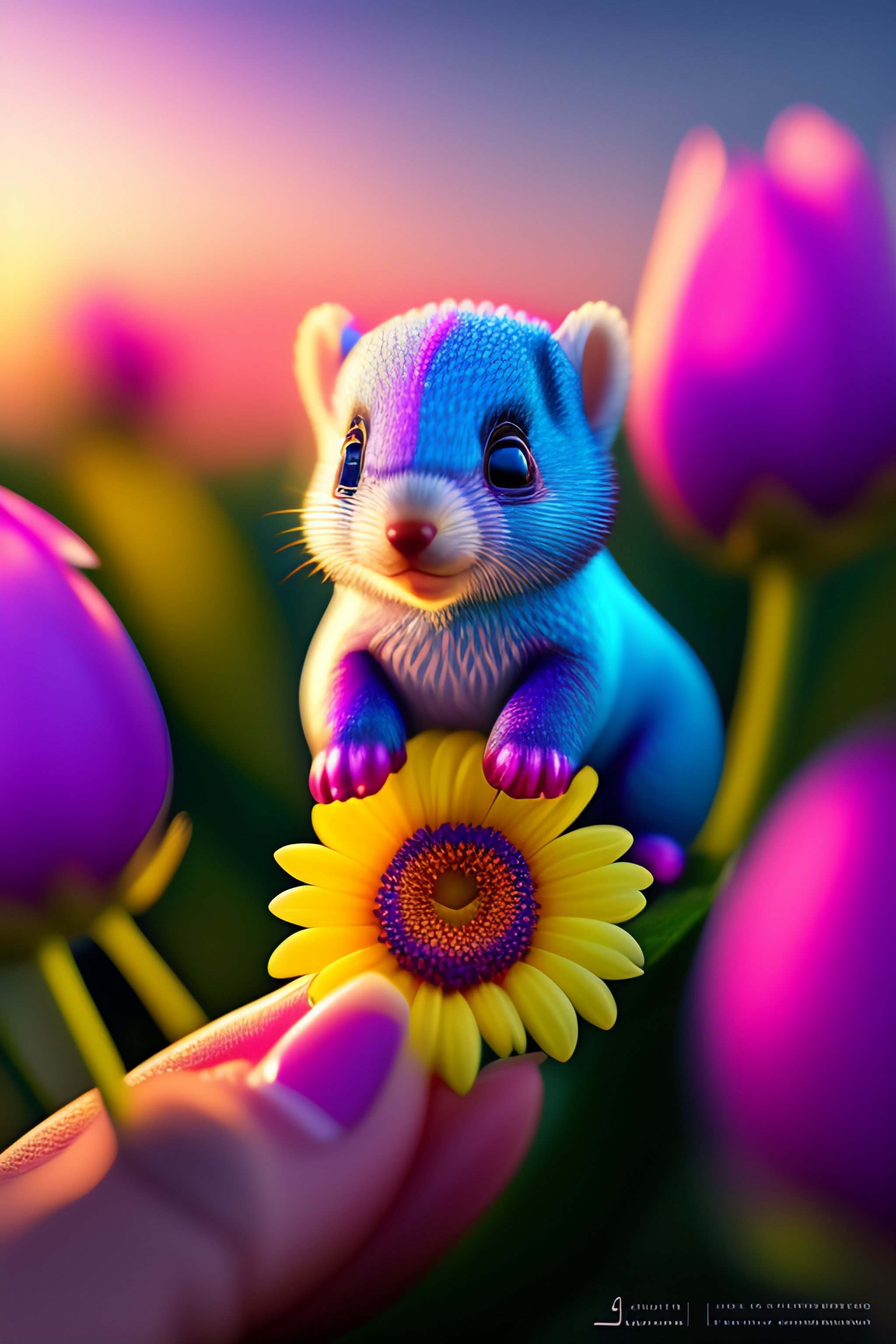 Lexica Extremely Ultrarealistic Photorealistic Cute Creature Holding A Flower By Jeff Koons