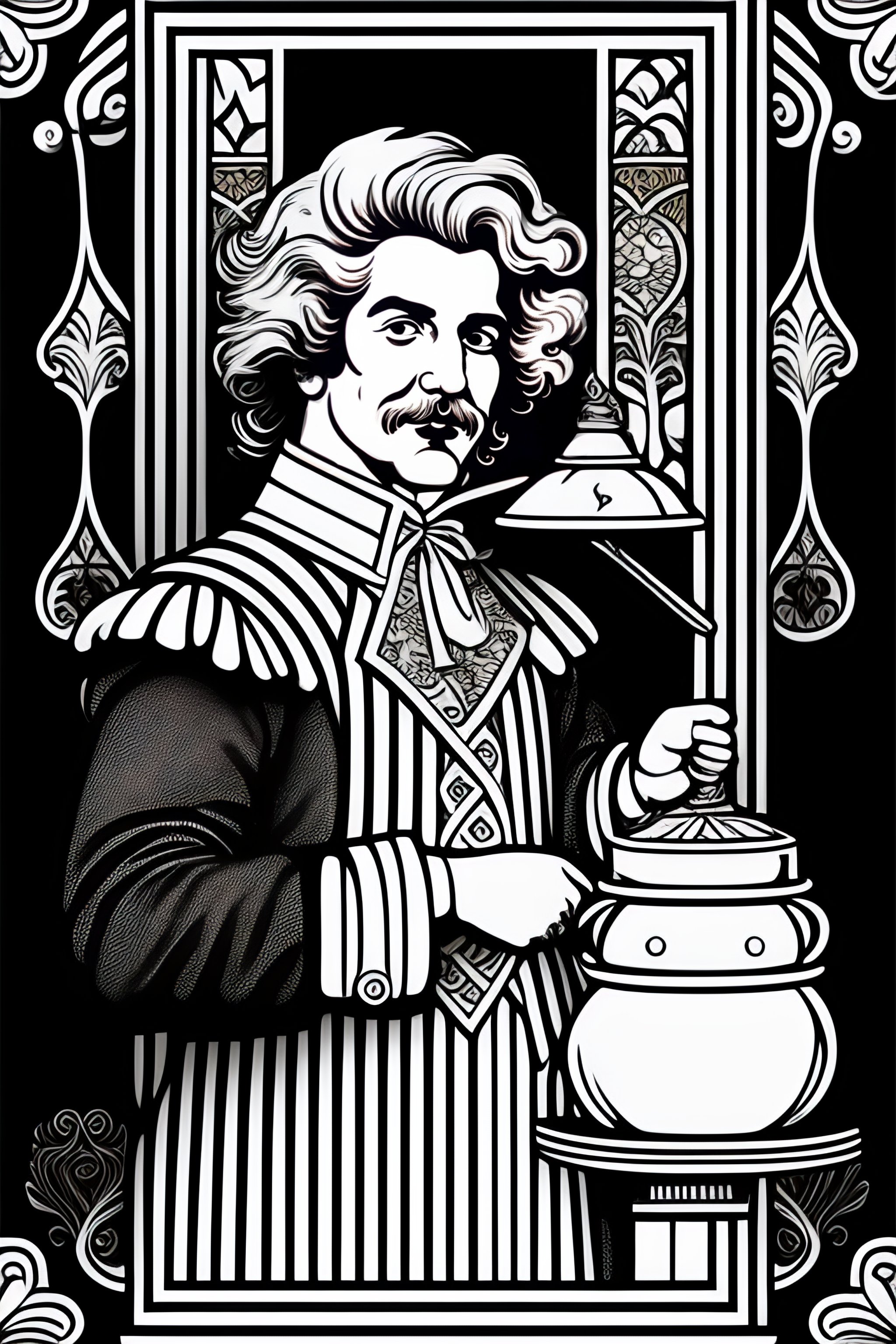 Lexica - Ronald mcdonald as pimp, tarot card, line drawing, clean clear ...