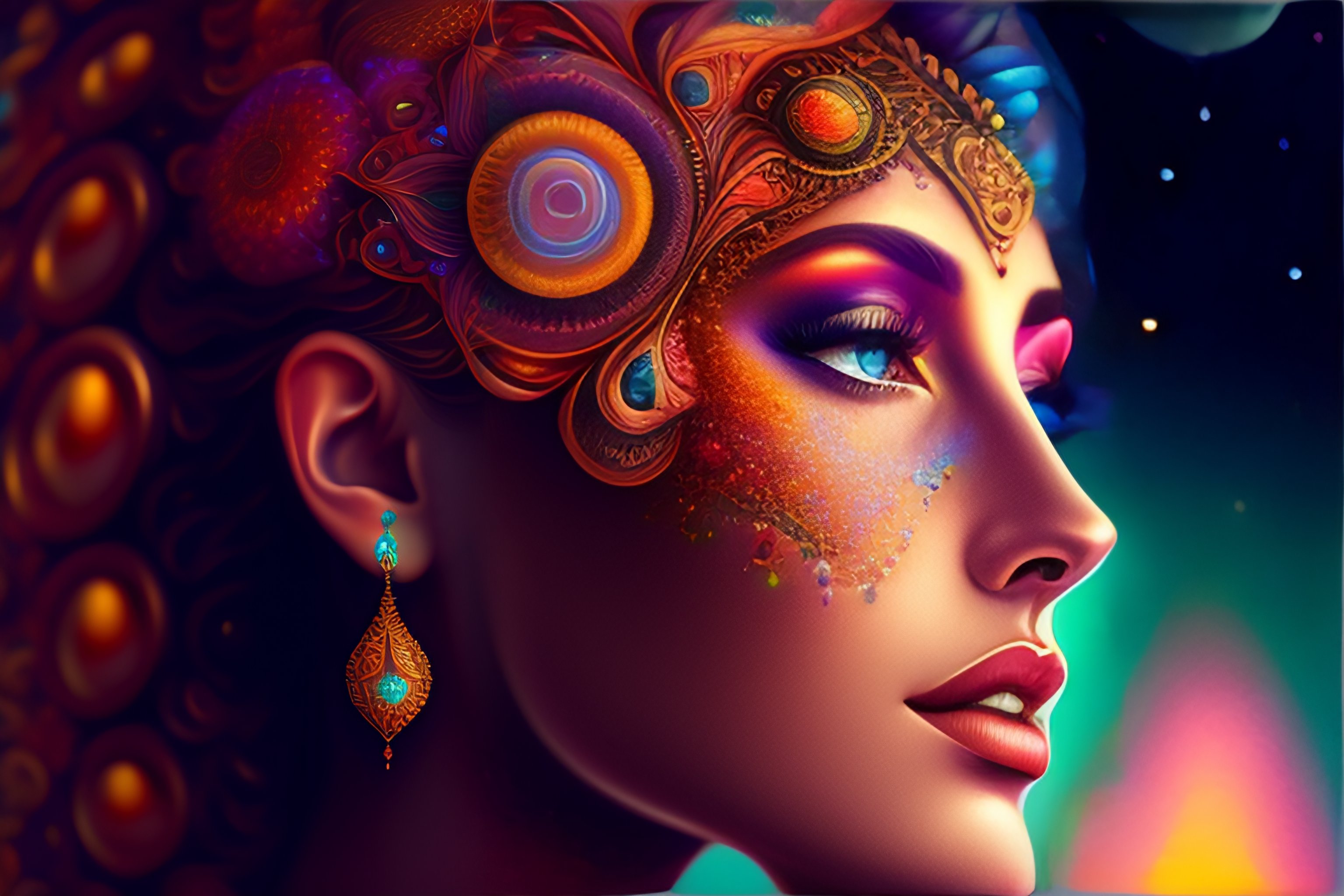 Lexica - An extremely psychedelic lynexitu 3d, surreal, LSD, face ...