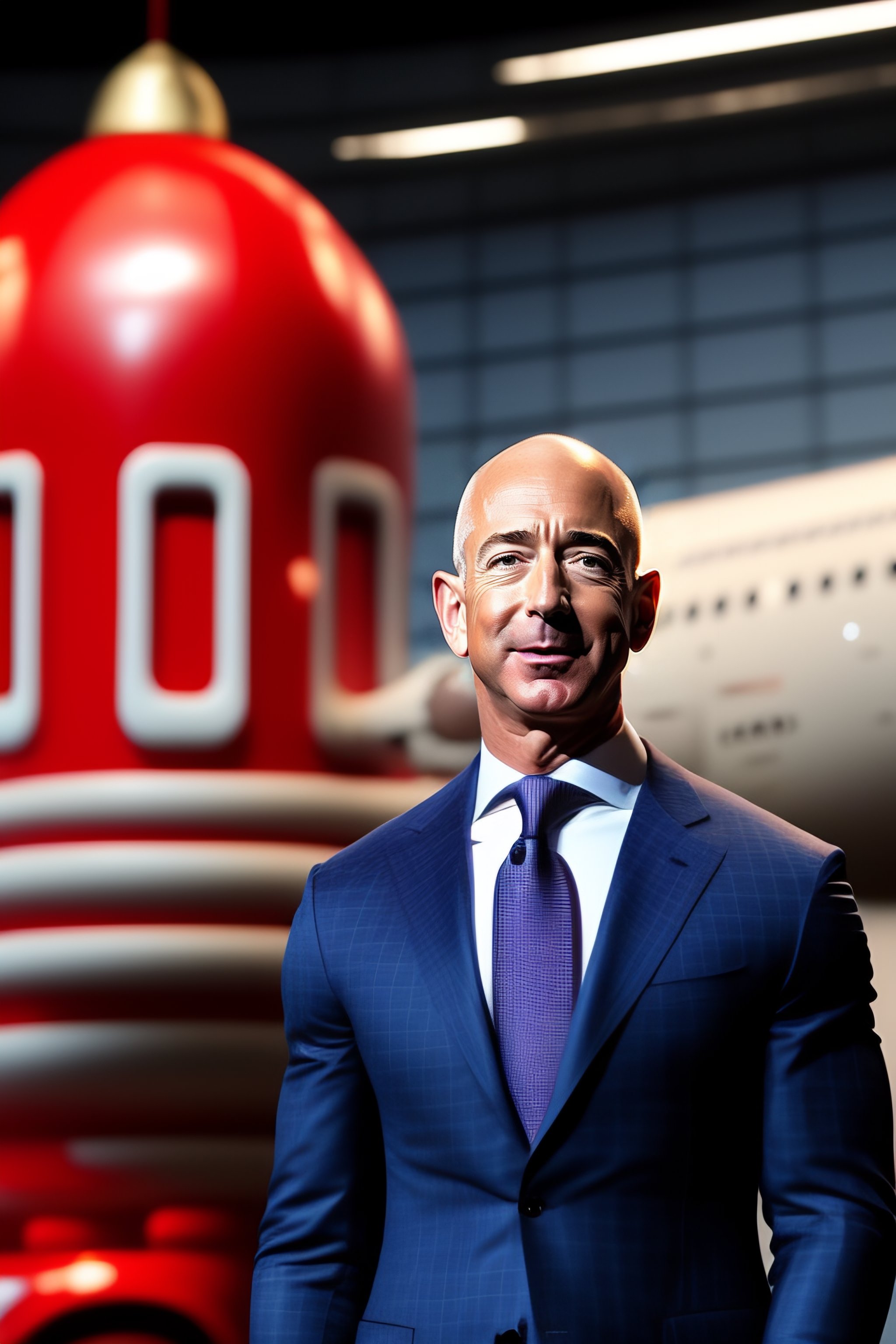 Lexica - Jeff bezos schrunk to dwarf between giant toys. hyperrealistic