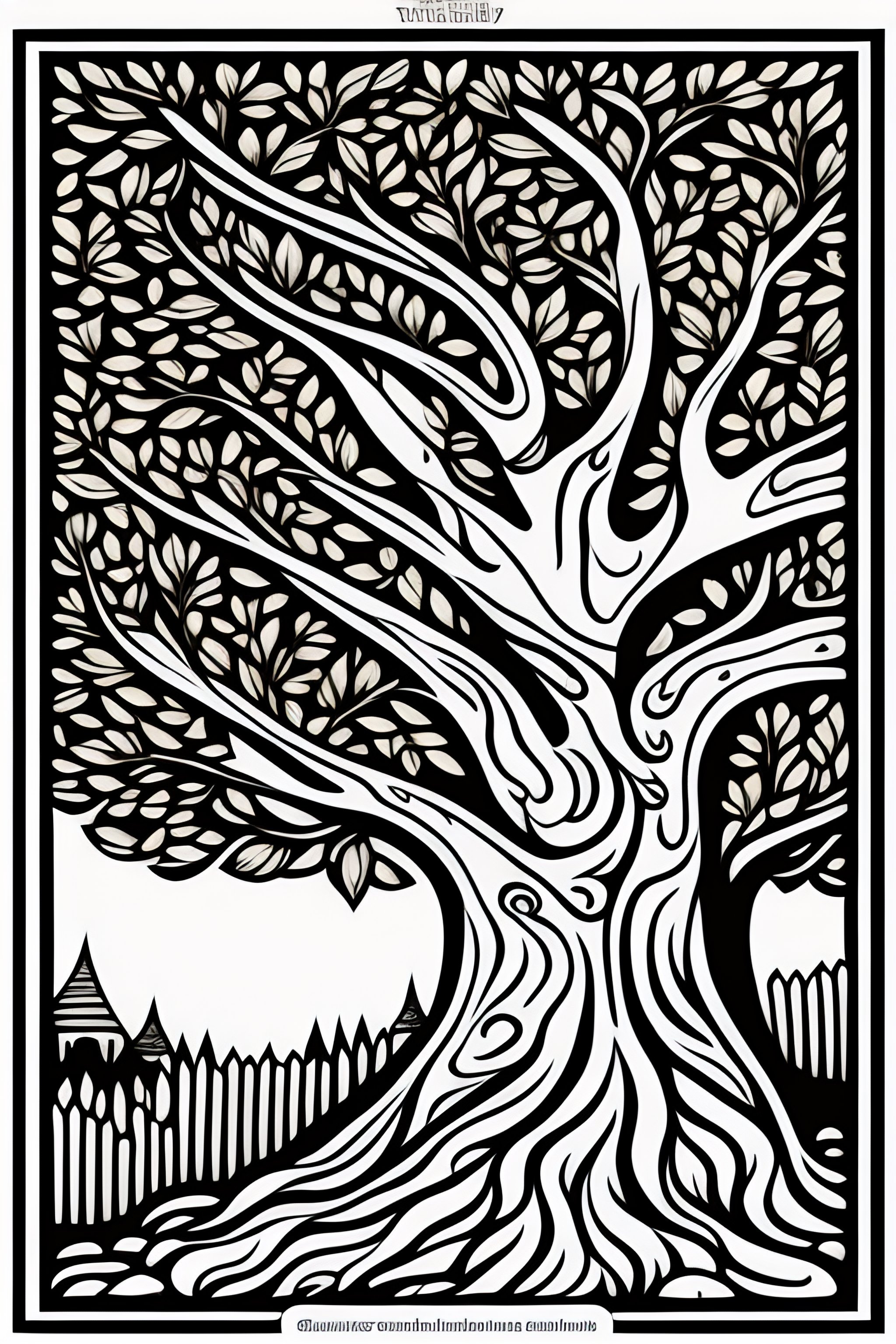 Lexica - Coloring page of enchanted tree