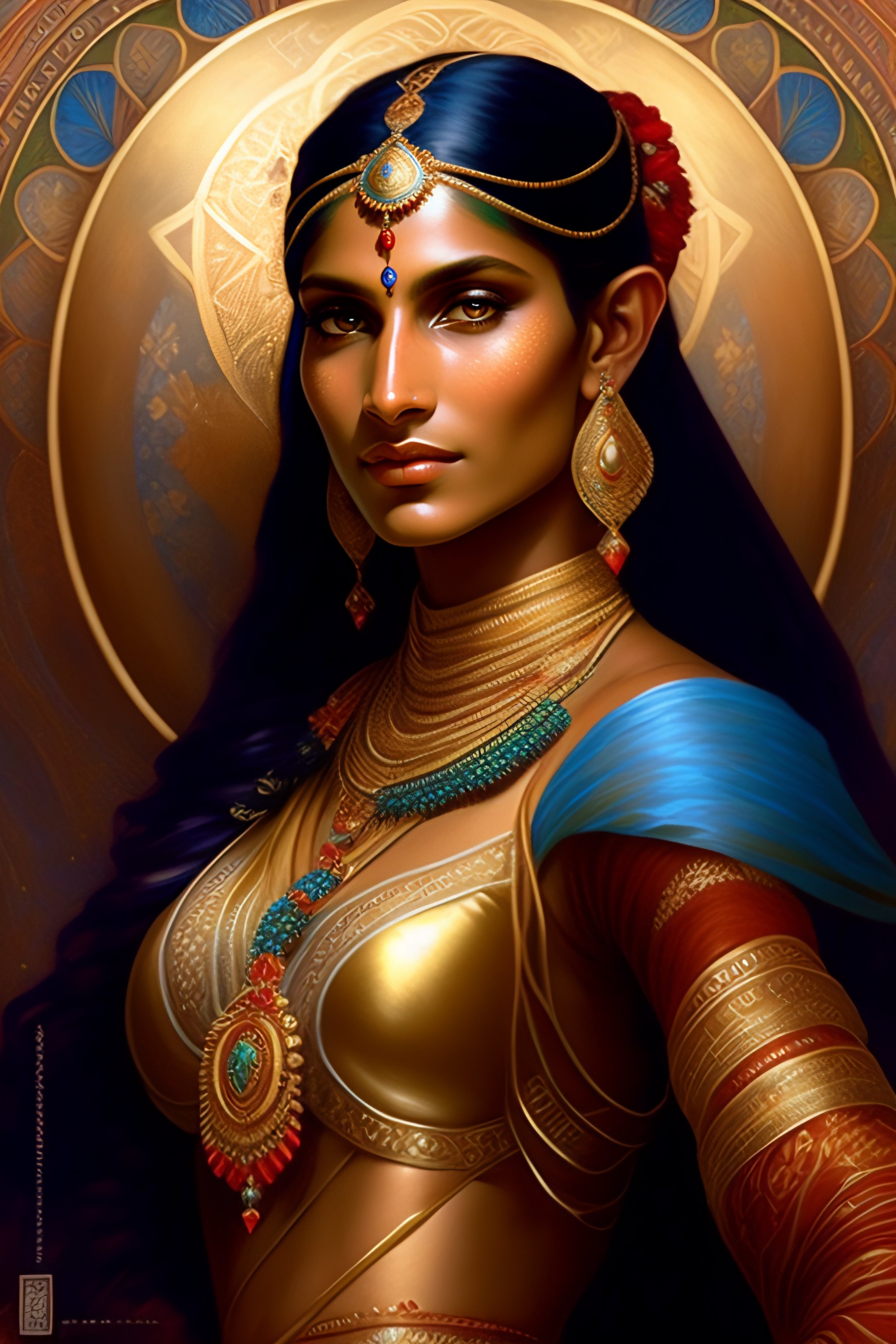 Lexica - Portrait of a desi woman as an elf with dark brown skin, pale ...