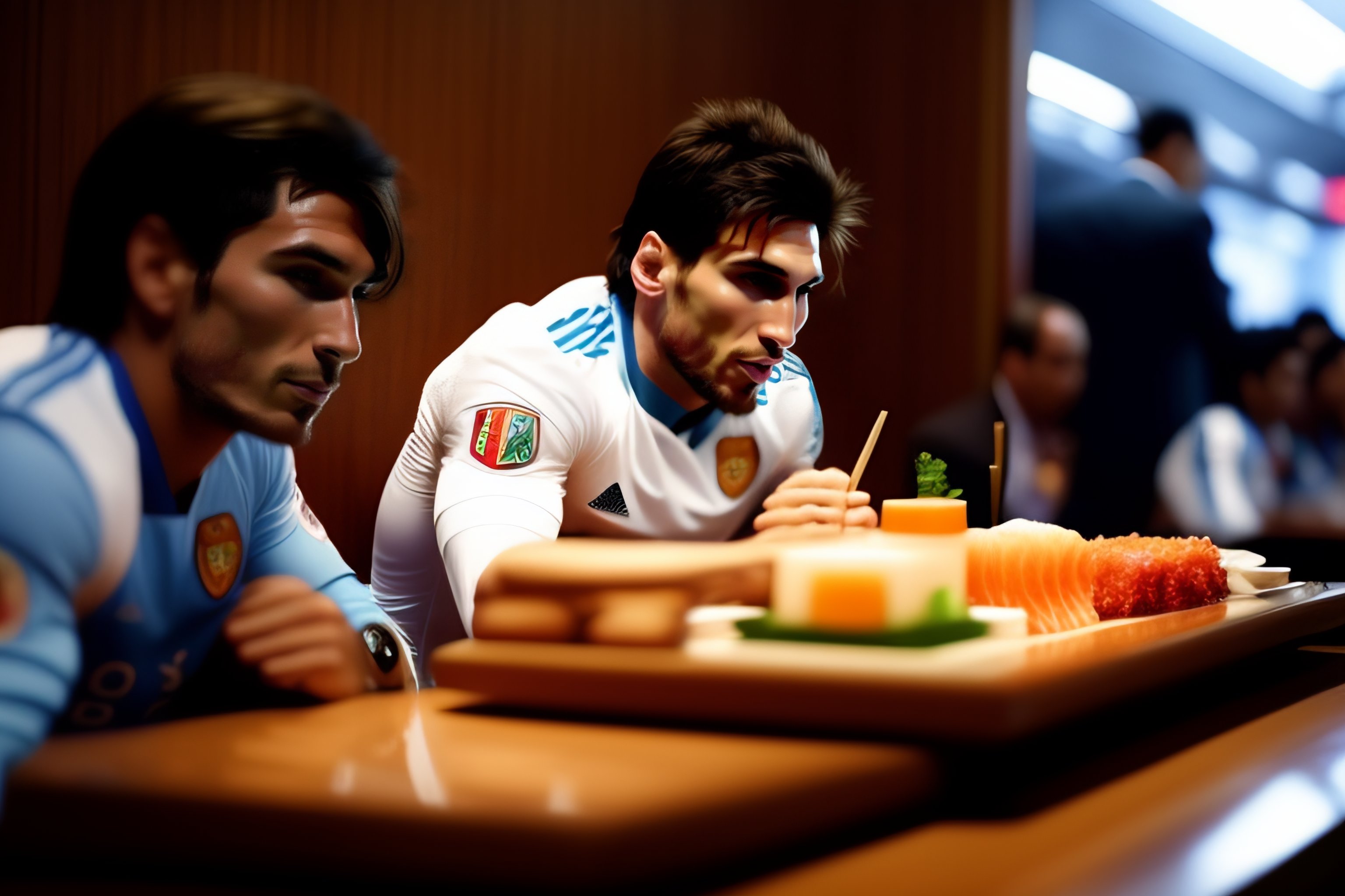 Lexica - Leonel Messi eating sushi