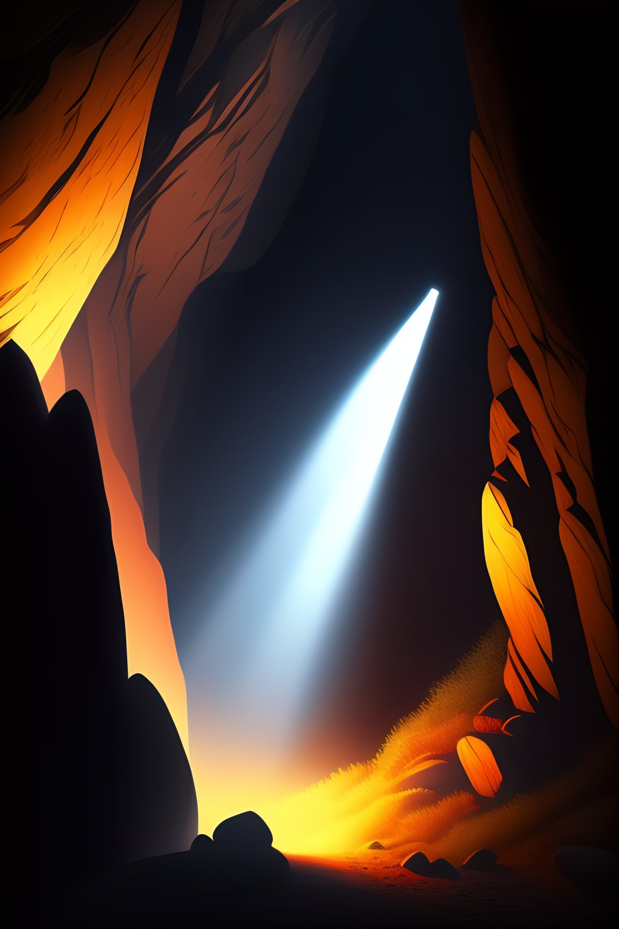 Lexica - Sunbeam in a dark cave, cinematic, illustrations